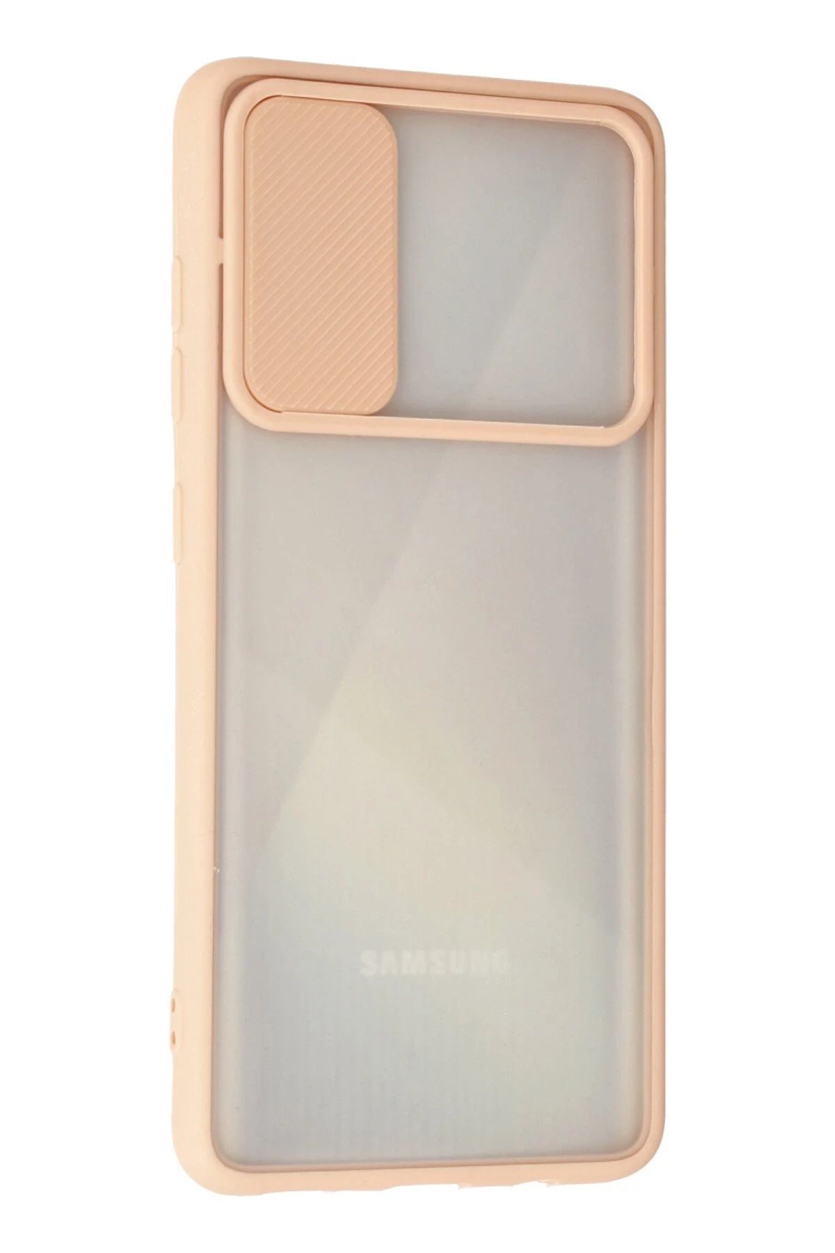 NewFace Samsung Galaxy A71 Kılıf Palm Buzlu Kamera Sürgülü Silikon - Pembe BSTMY