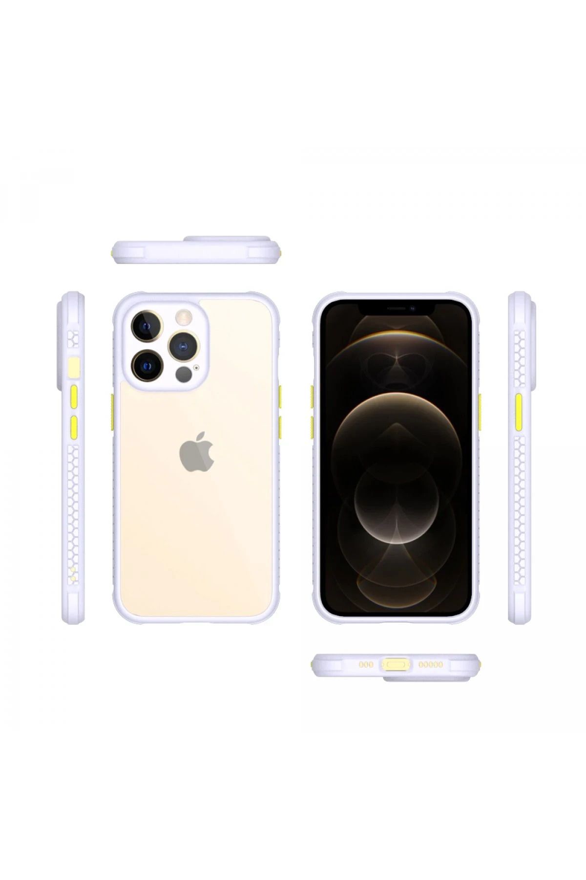 NewFace iPhone 13 Pro Kılıf Miami Şeffaf Silikon - Lila BSTMY