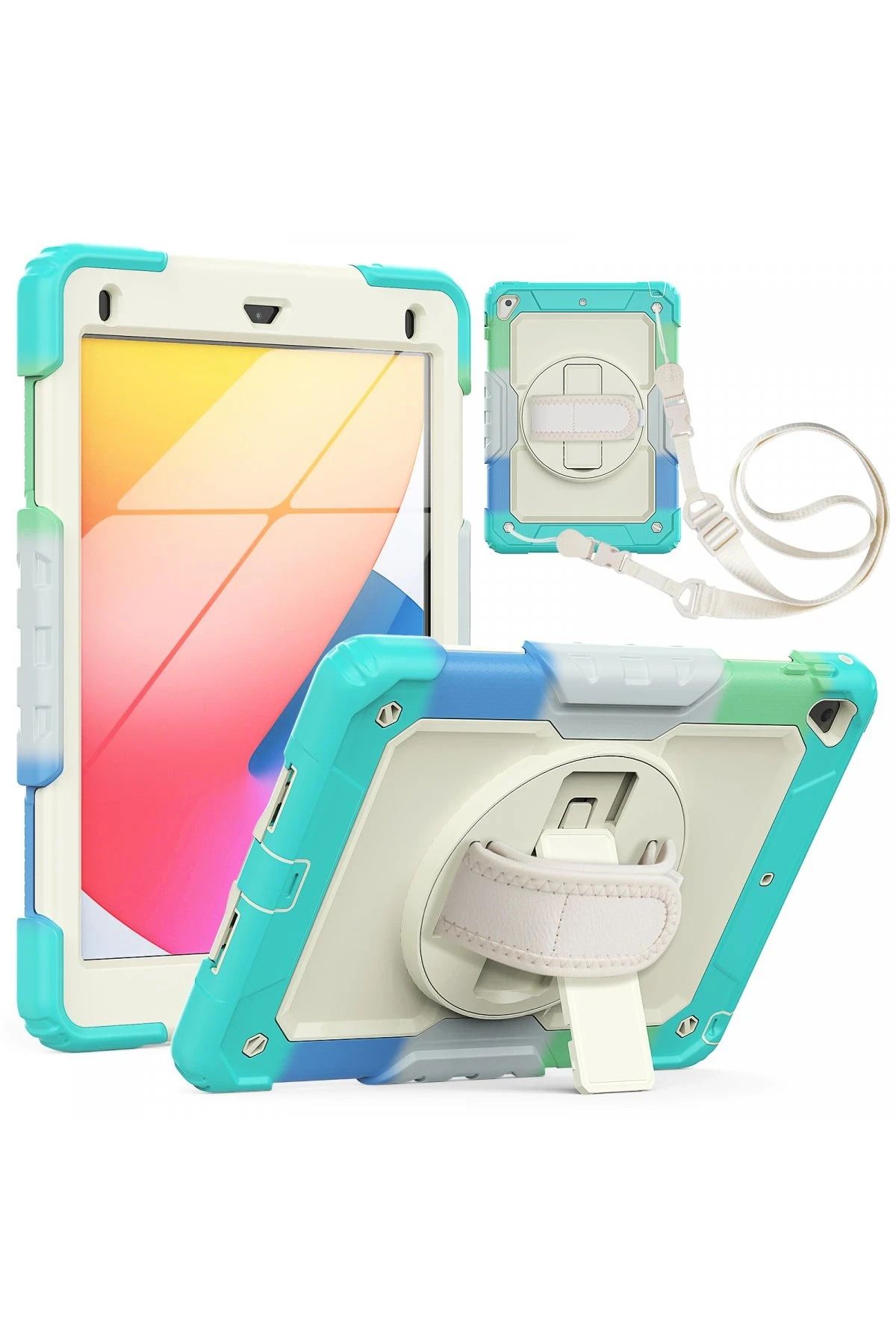 NewFace iPad 5 Air 9.7 Kılıf Tablet Rainbow Kapak - Turkuaz GLSTD