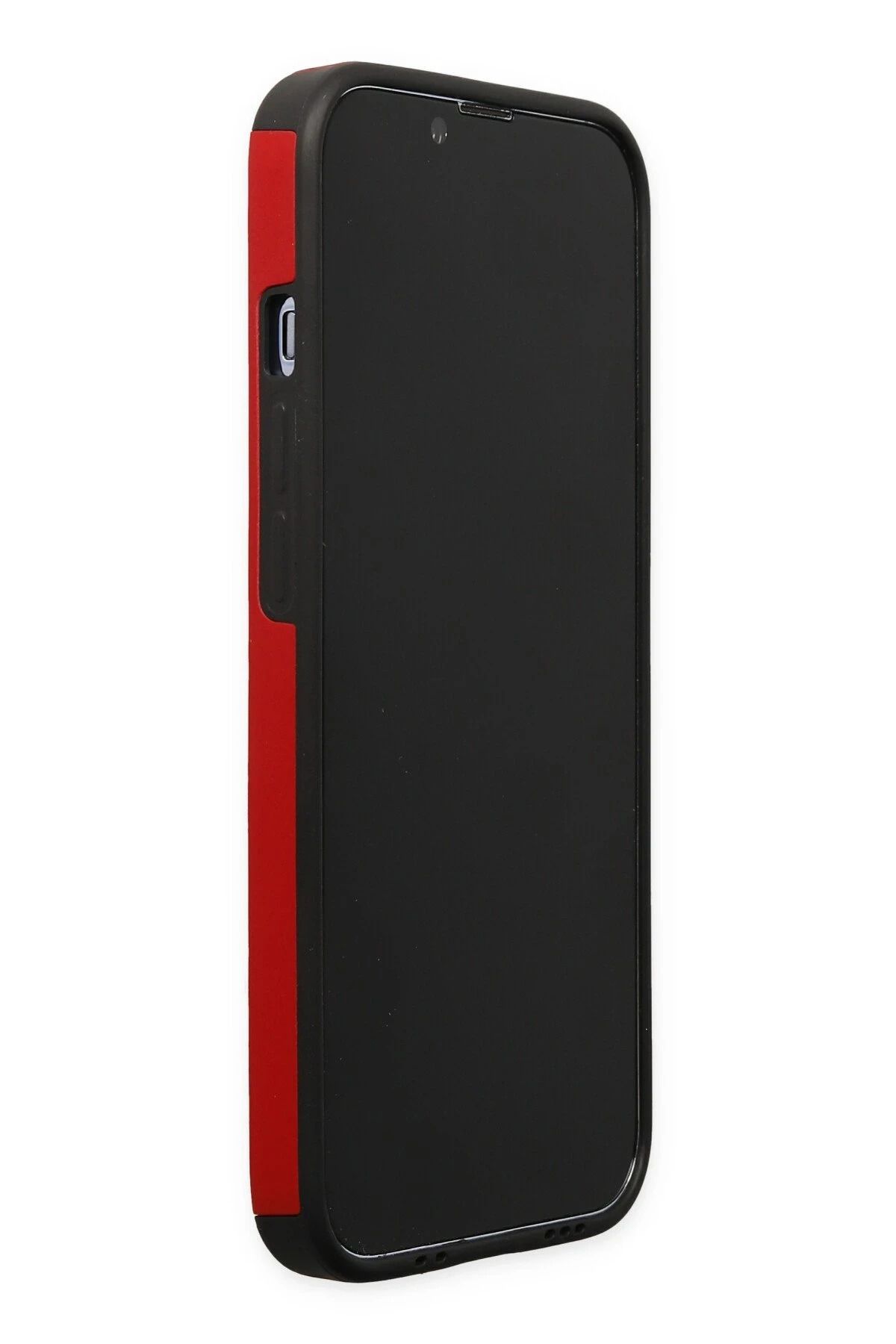 NewFace iPhone 13 Pro Kılıf Mega Standlı Silikon - Kırmızı BSTMY