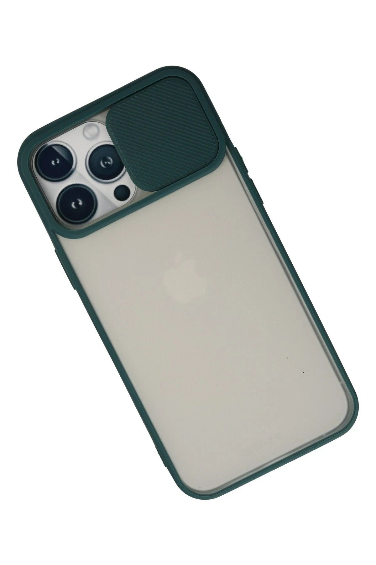 NewFace iPhone 13 Pro Max Kılıf Palm Buzlu Kamera Sürgülü Silikon - Yeşil DPMAH