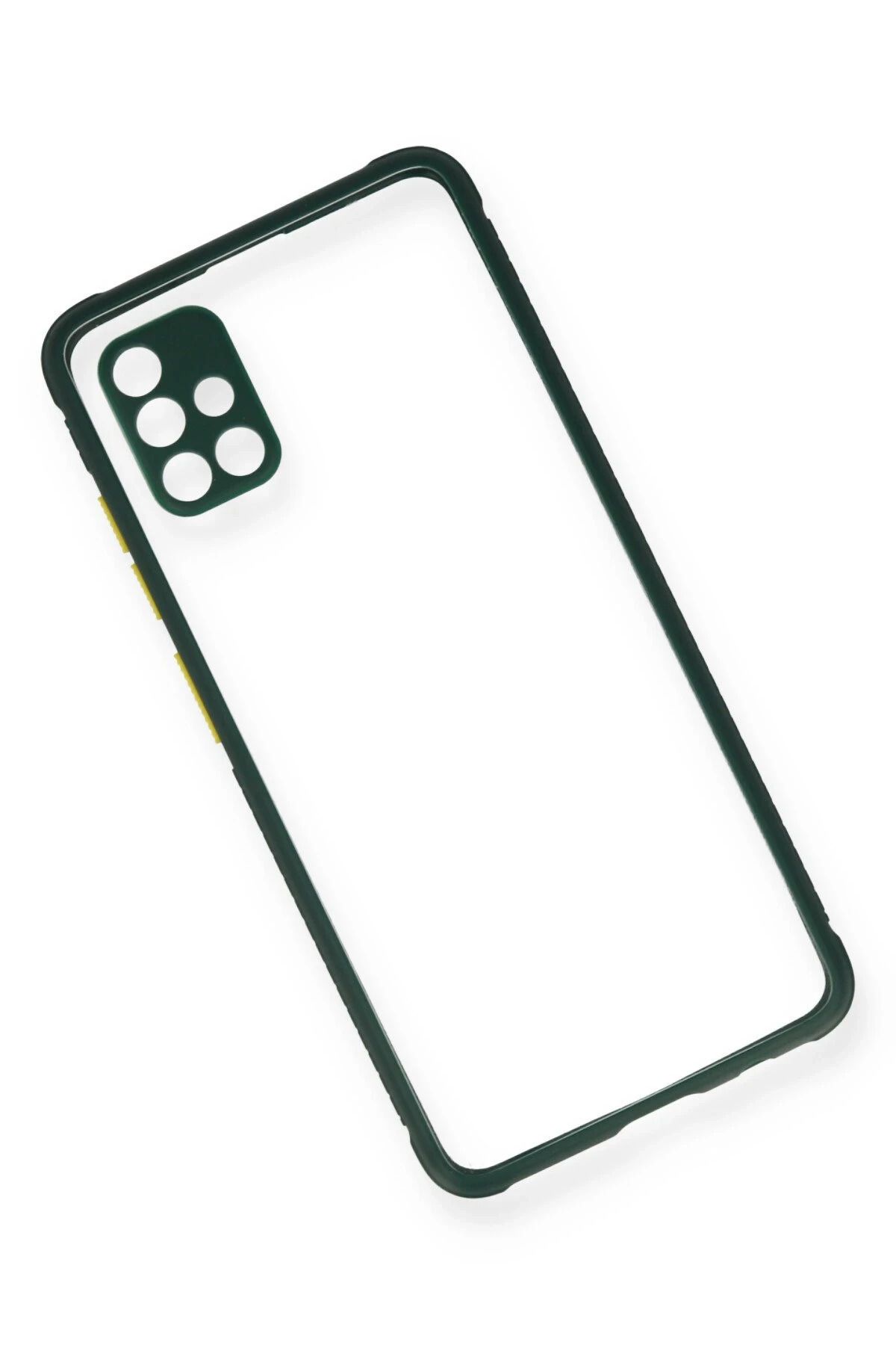 NewFace Samsung Galaxy A71 Kılıf Miami Şeffaf Silikon - Koyu Yeşil NRMSA