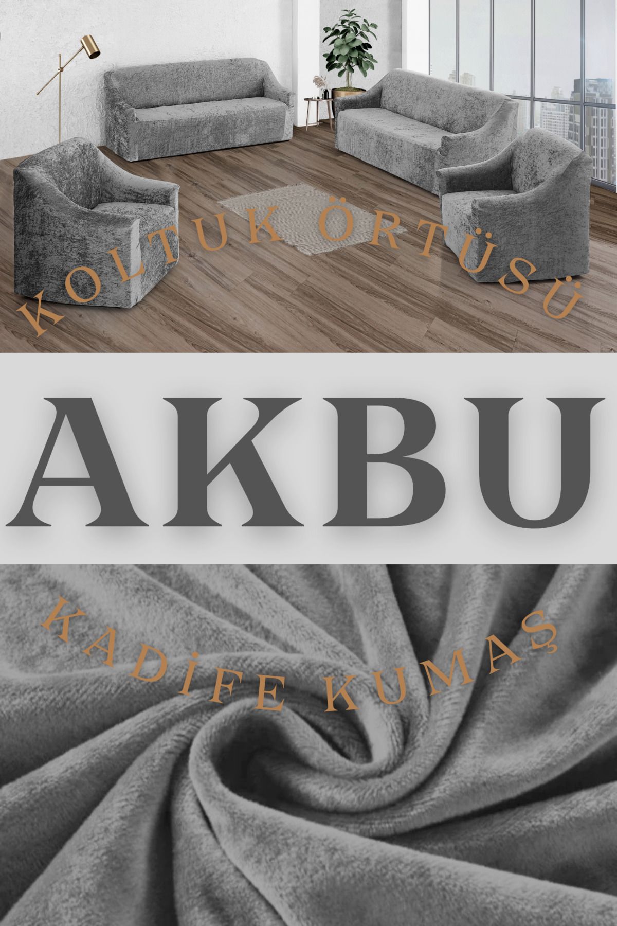 روکش مبل خاکستری پوشش صندلی چستر مخملی روشن 3 1 تایر الاستیک  AKBU