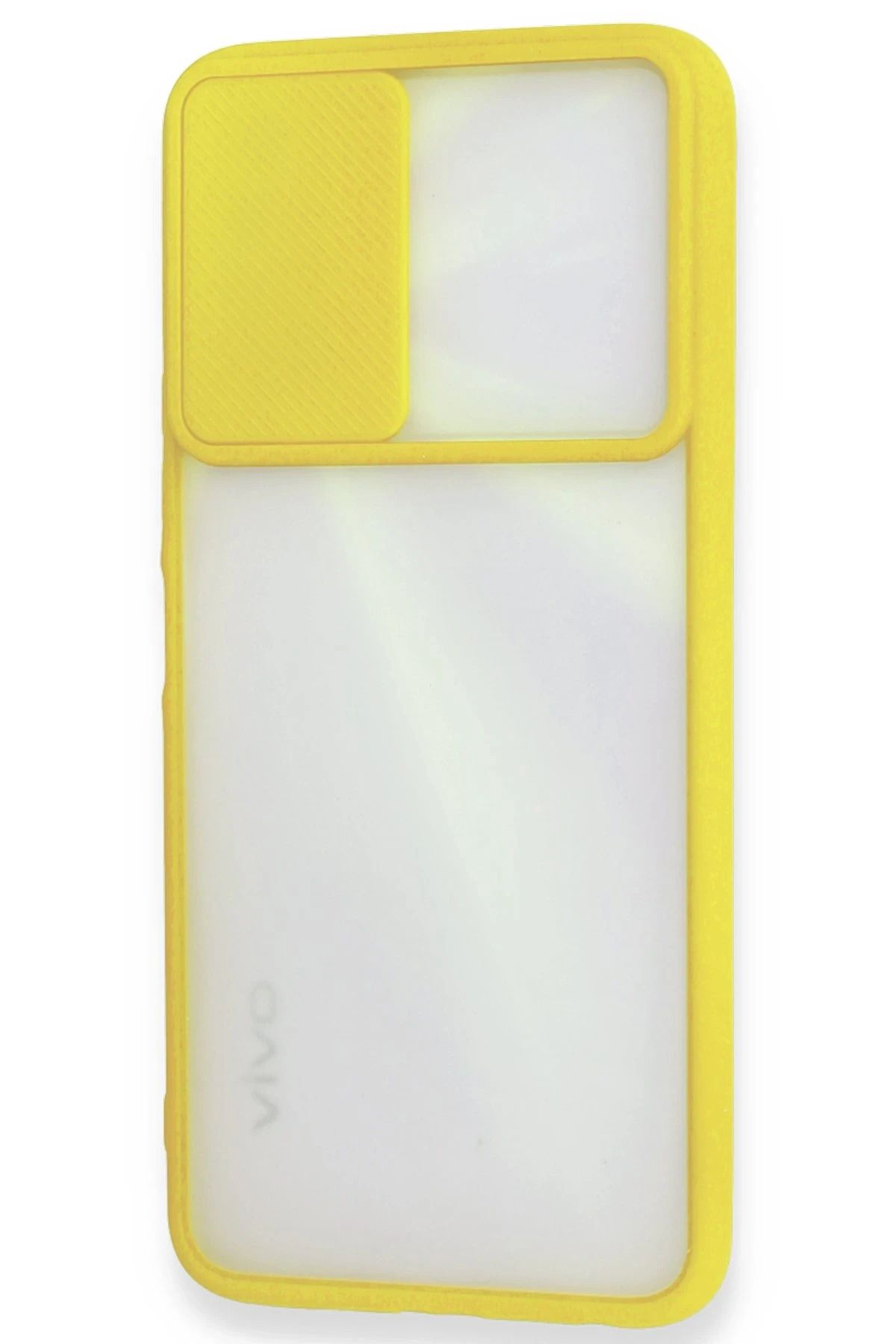 NewFace Vivo Y11S Kılıf Palm Buzlu Kamera Sürgülü Silikon - Sarı GLSTD