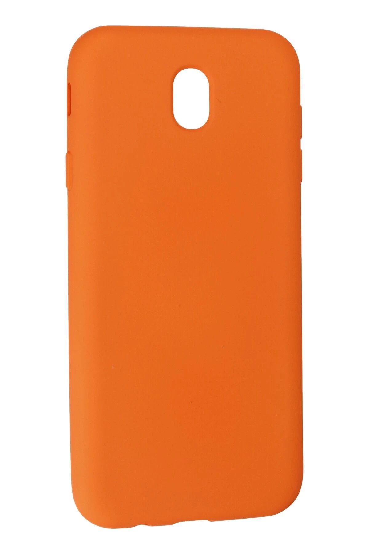 NewFace Samsung Galaxy J7 Pro / J730 Kılıf Nano içi Kadife Silikon - Turuncu BSTMY