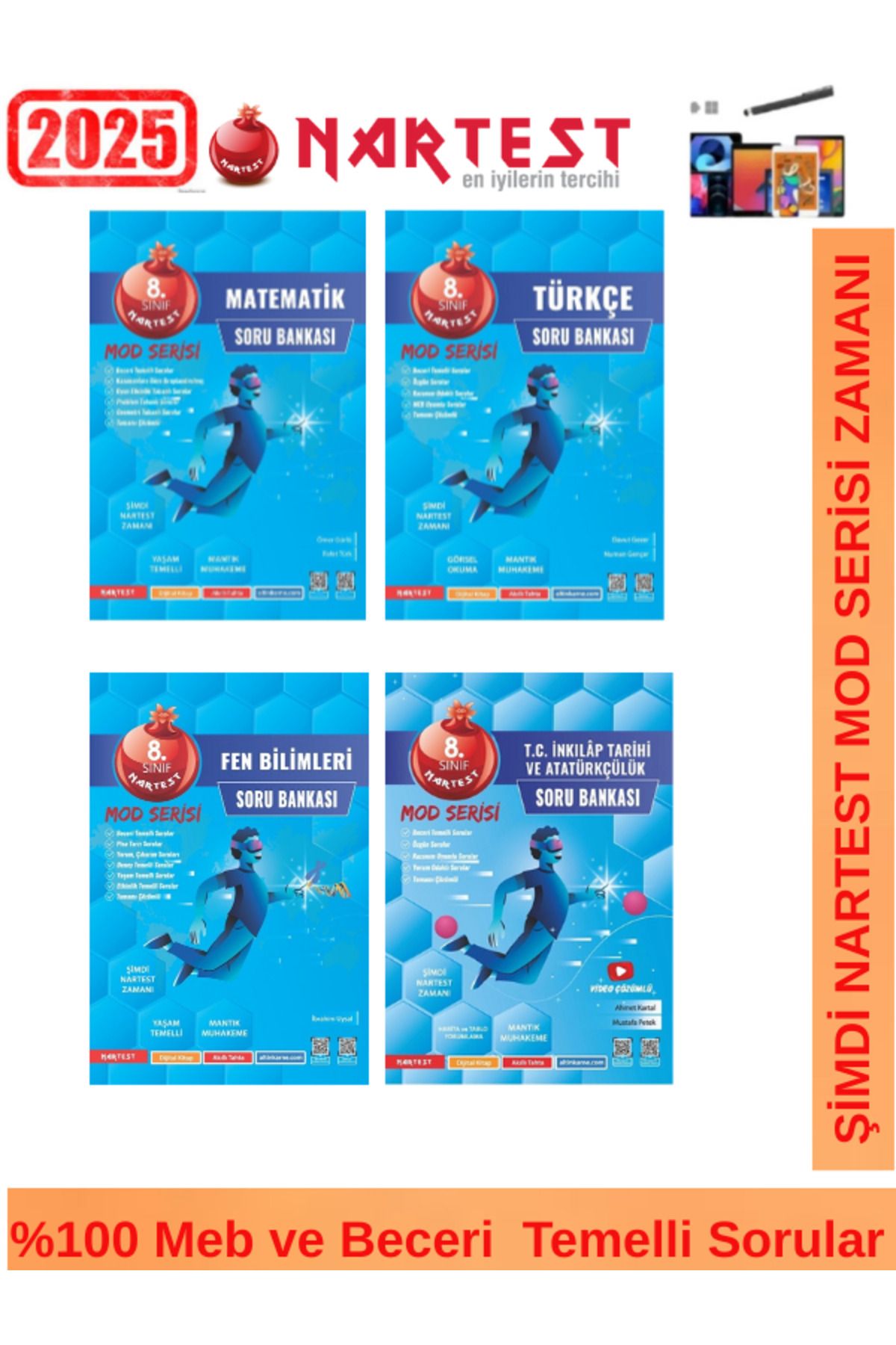 Fenomen Yayıncılık Nartest 2025 8.Sınıf Mod Serisi Matematik-Türkçe-Fen-İnkı.TarihiSoru Bankası Seti+Android Kalem
