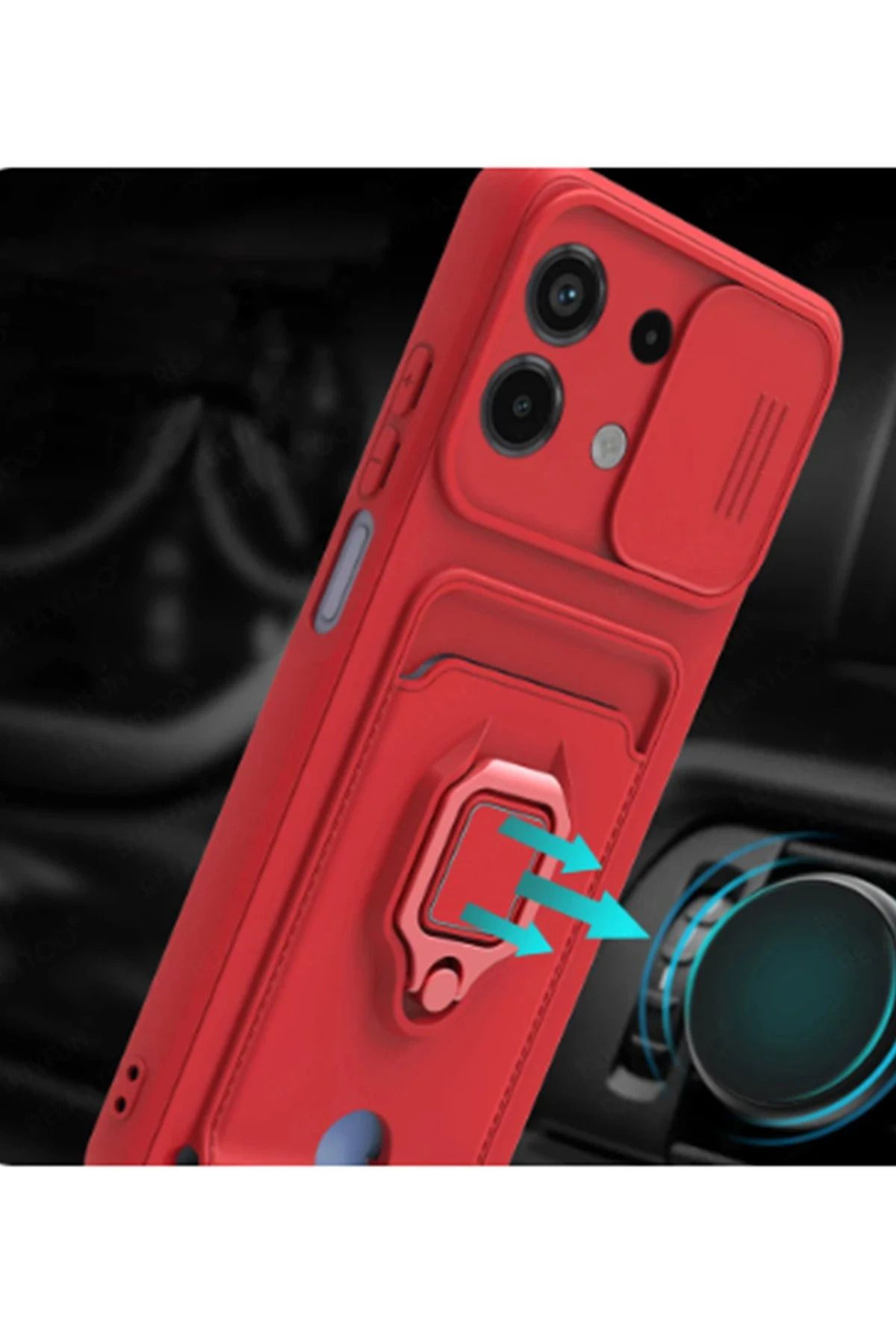 NewFace Xiaomi Redmi Note 13 4G Kılıf Zuma Kartvizitli Yüzüklü Silikon - Lila DPMAH