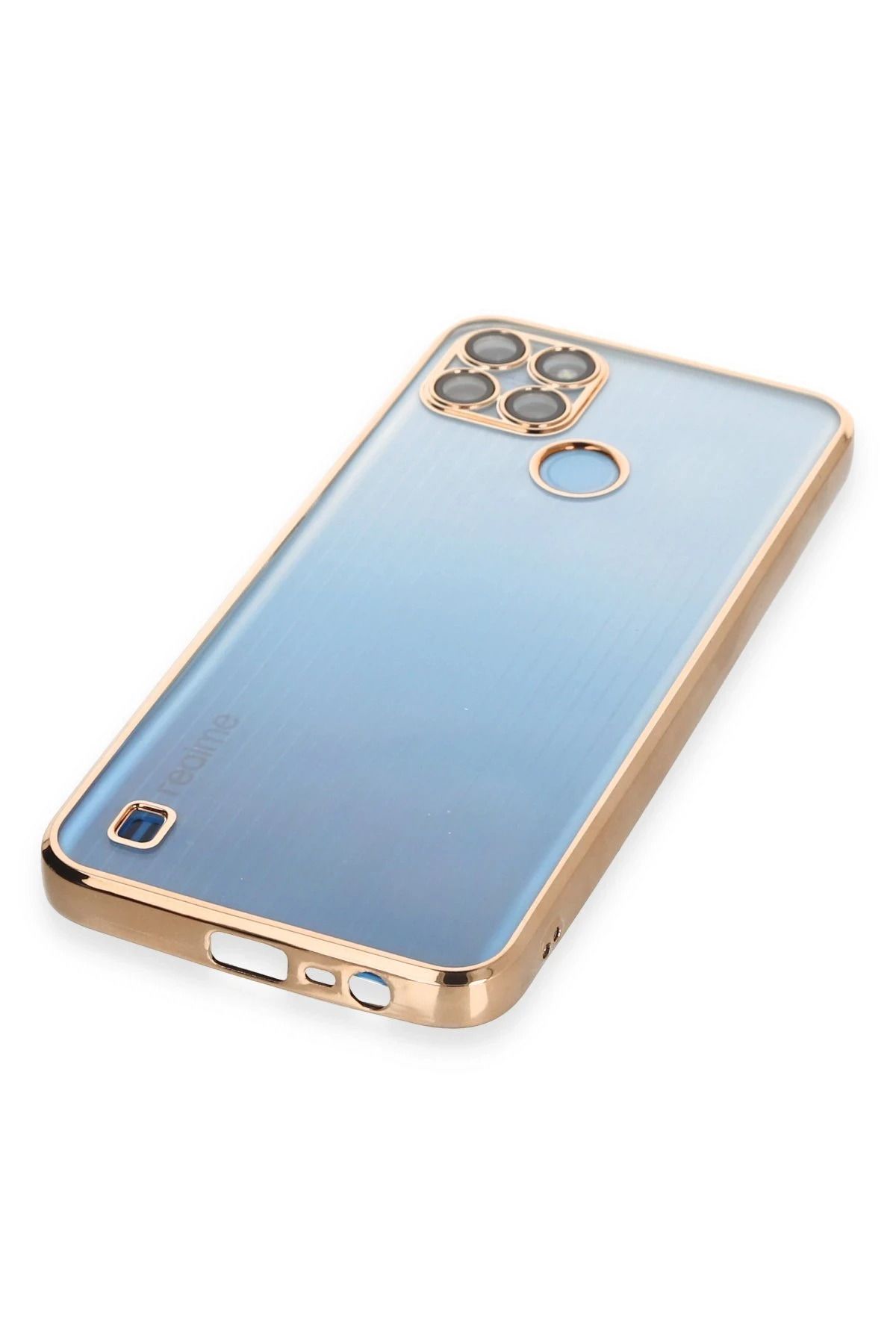 NewFace Realme C25Y Kılıf Lensli Silikon - Gold DPMAH