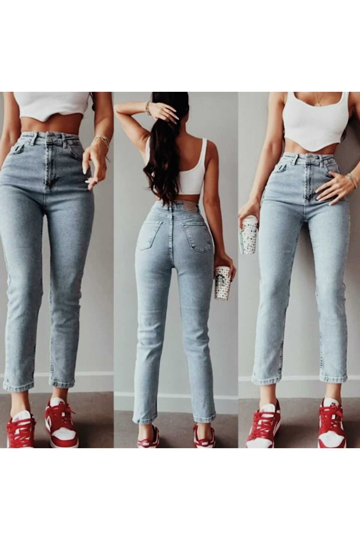 ButikSN collection Kadın Kot Pantolon Denim Buz Mavisi Slim