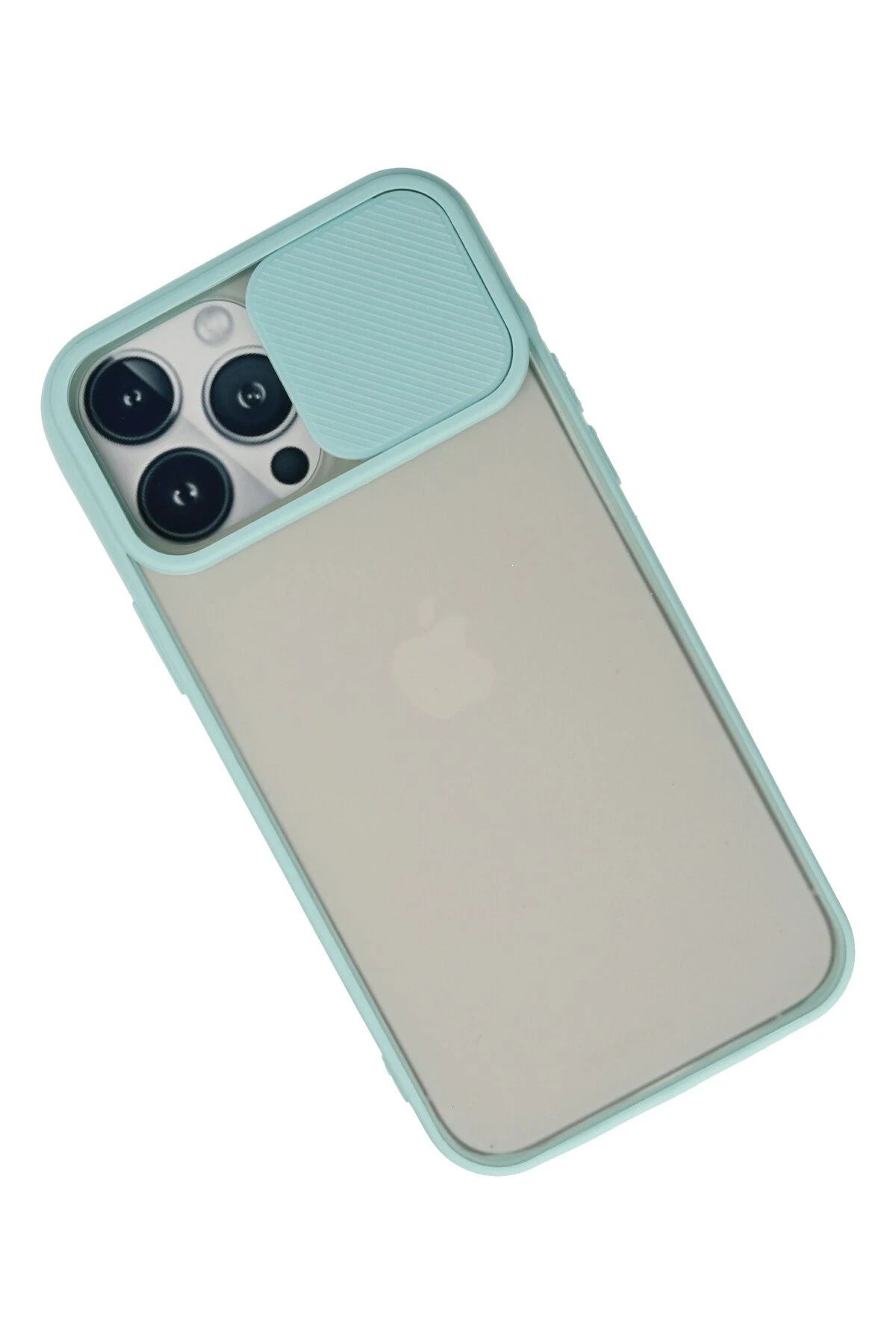 NewFace iPhone 13 Pro Max Kılıf Palm Buzlu Kamera Sürgülü Silikon - Turkuaz WLZOR