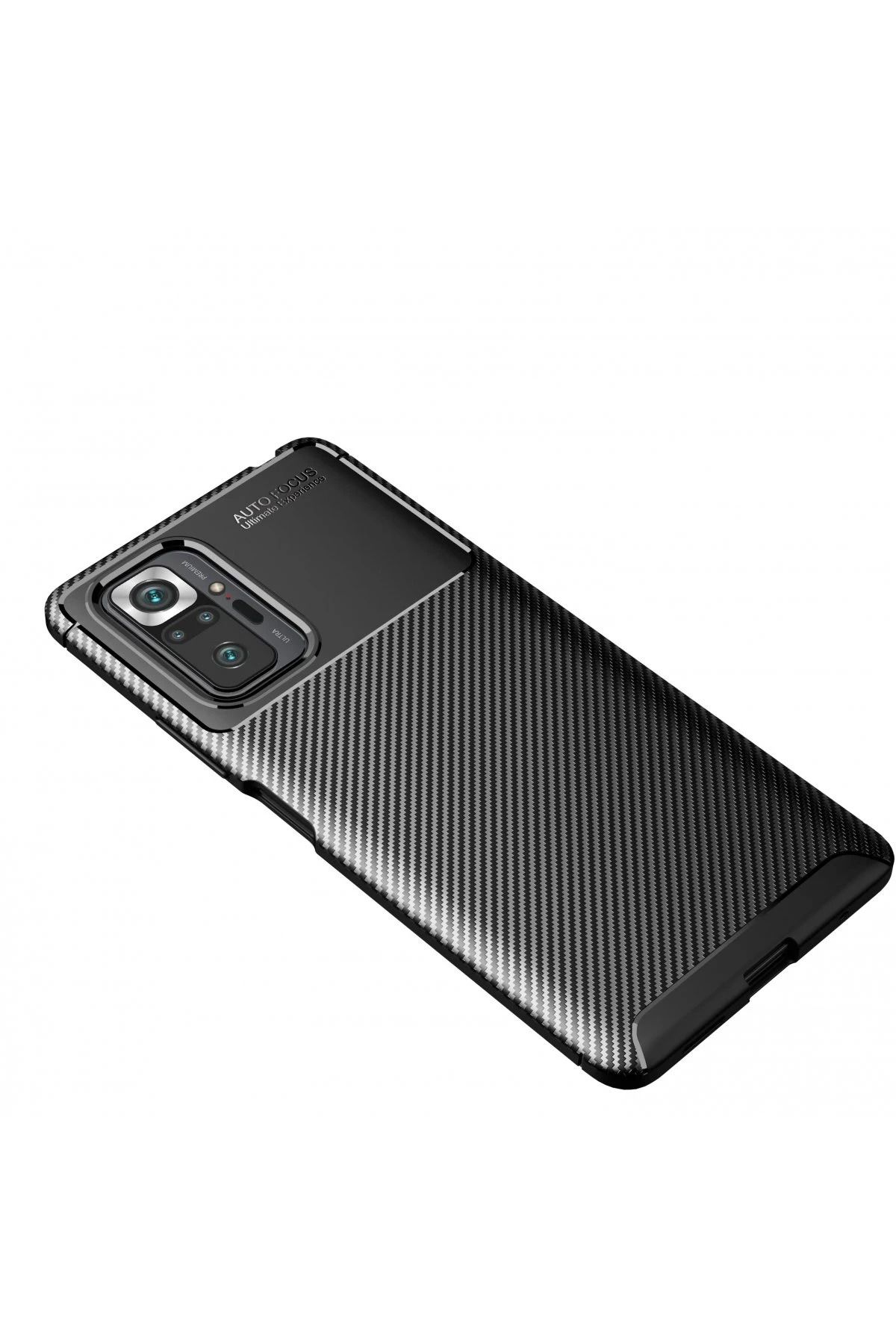 NewFace Xiaomi Redmi Note 10 Pro Kılıf Auto Focus Karbon Kapak - Siyah BSTMY