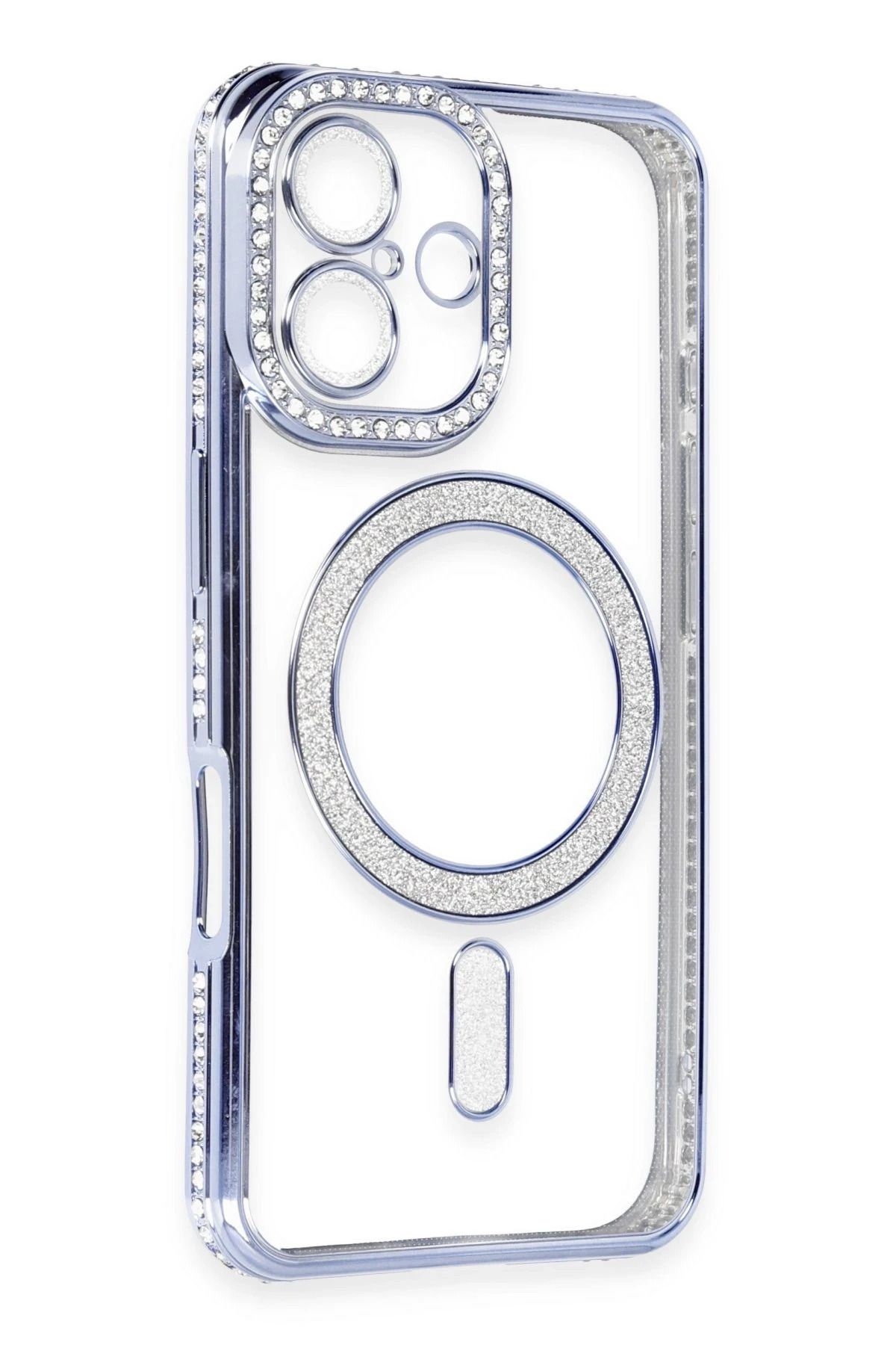 NewFace iPhone 16 Kılıf Joke Simli Magneticsafe Kılıf - Mavi SVLRS