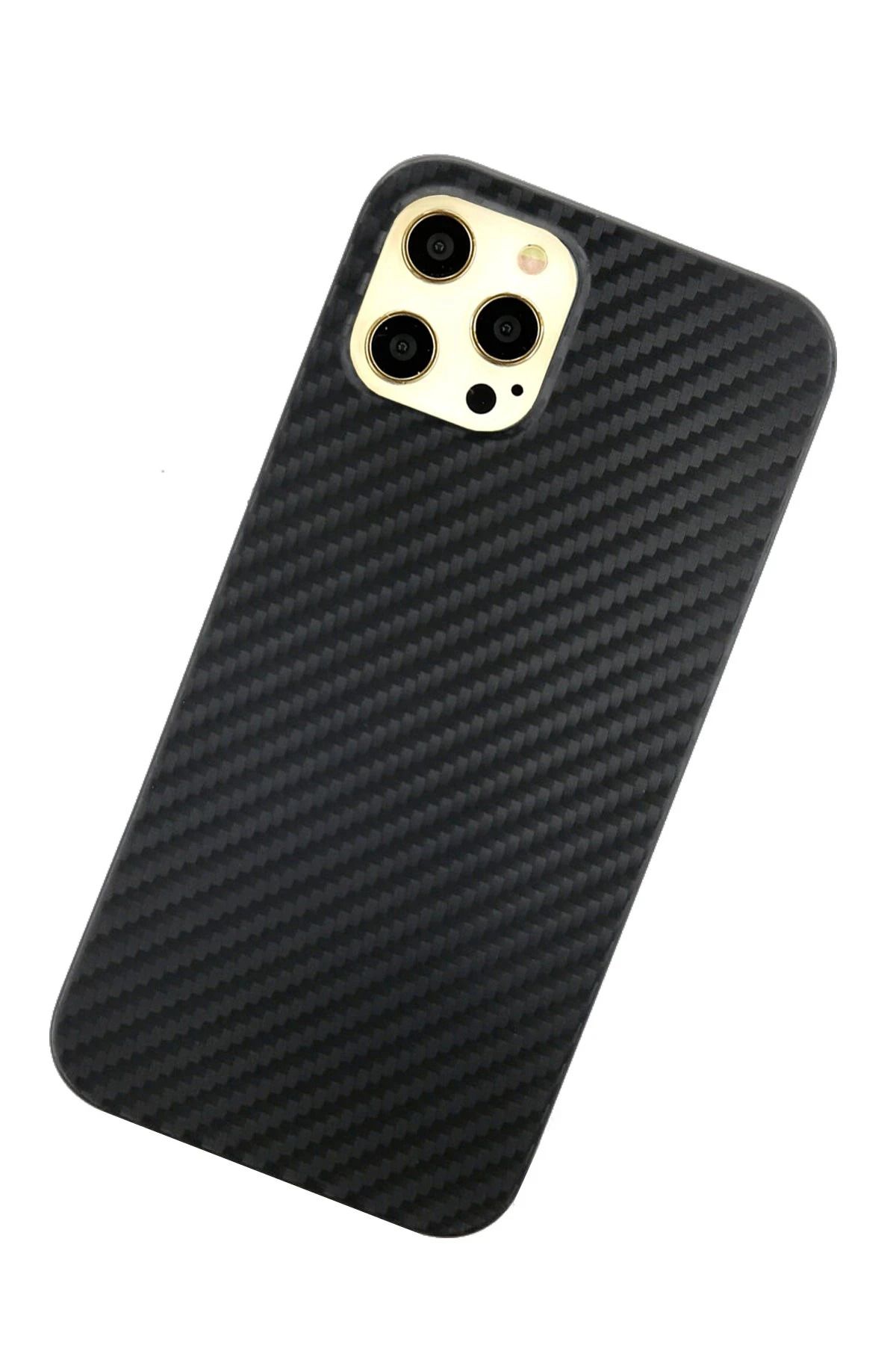 NewFace iPhone 12 Pro Max Kılıf Karbon PP Silikon - Siyah SVLRS