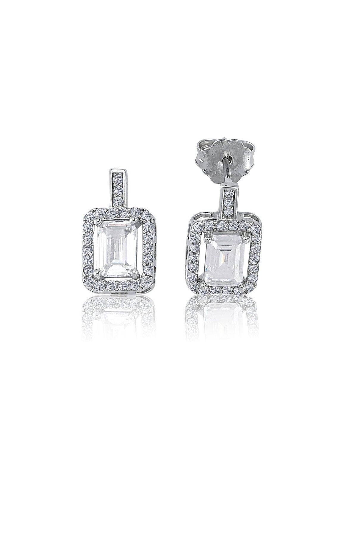 Merihly Pırlanta Montur Emerald Taşlı Gümüş Küpe
