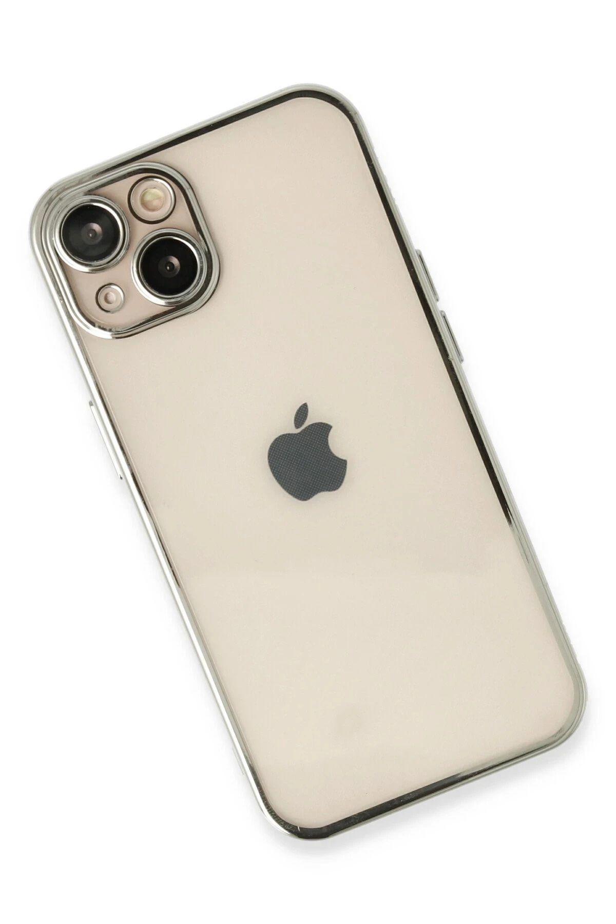 NewFace iPhone 14 Plus Kılıf Lensli Silikon - Gümüş WLZOR