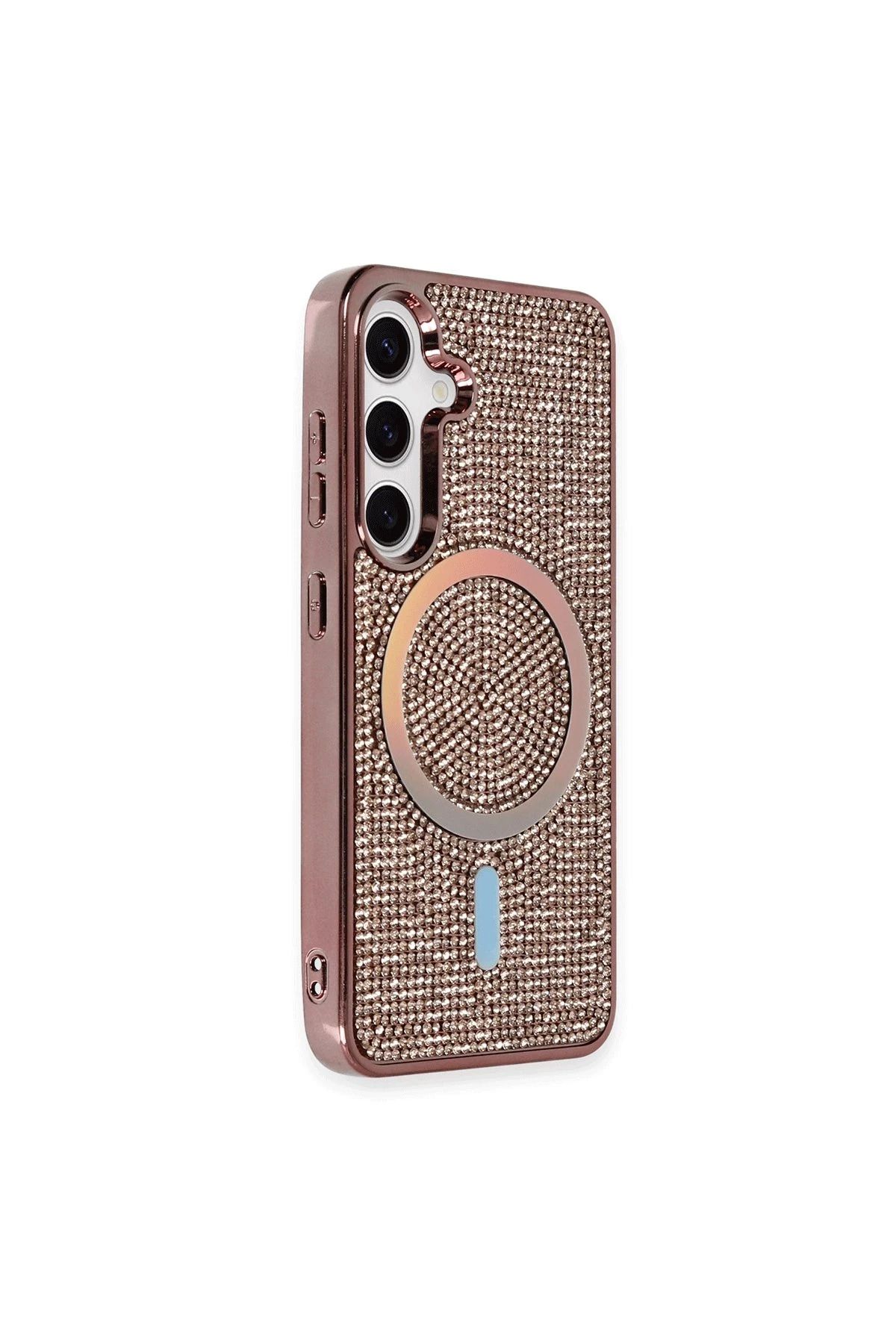NewFace Samsung Galaxy S24 Kılıf Diamond Magsafe Kapak - Pembe SVLRS