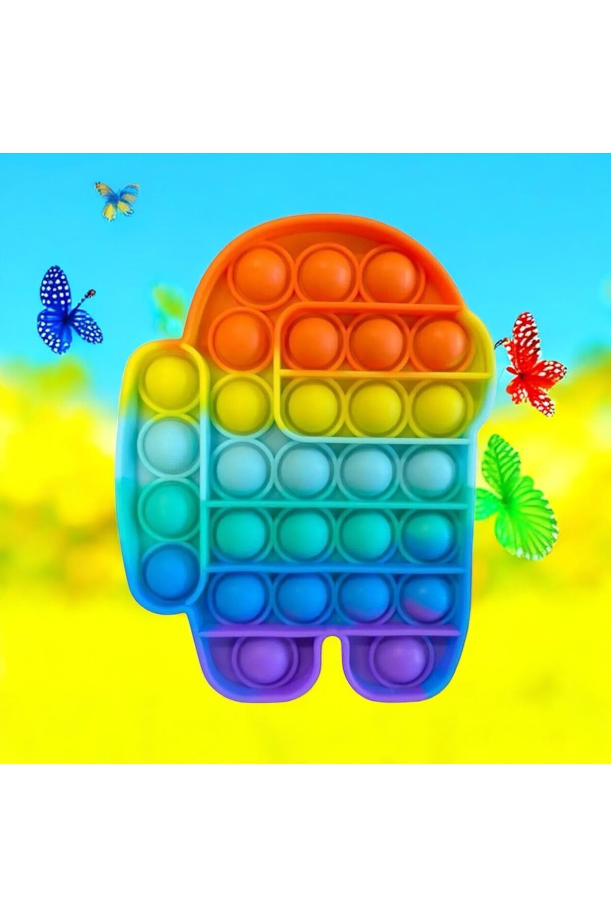 HOLLYHOME Pop It - Push Bubble Fidget Gökkuşağı Renk Duyusal Oyuncak Zihinsel Gelişim Stres Popit