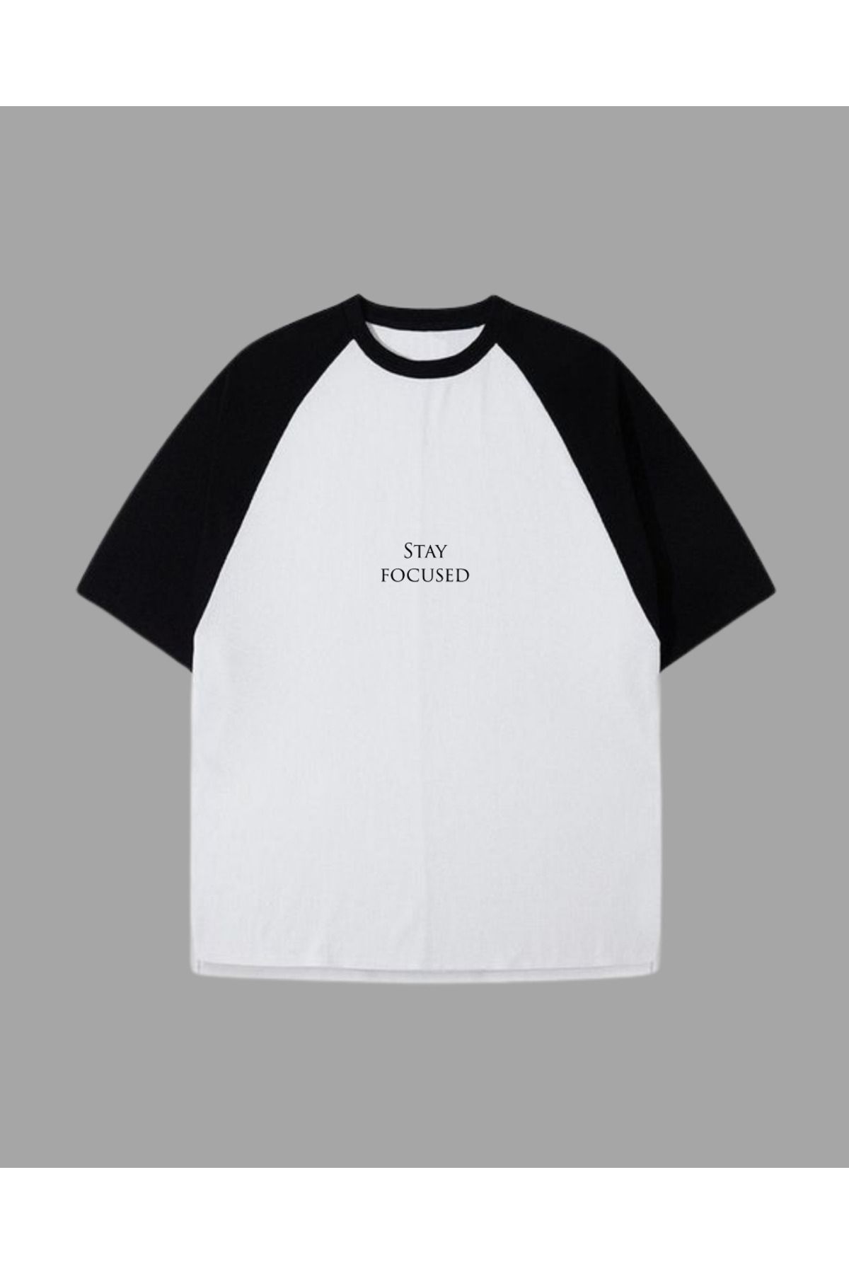 OZERGENE STORE Stay Focused Beyaz-Siyah Oversize T-Shirt