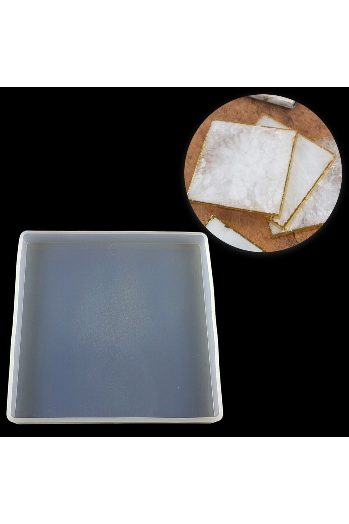 ElHobi-Square Coaster Four of Four - Epoxy and Concrete Mold-Code:323 3