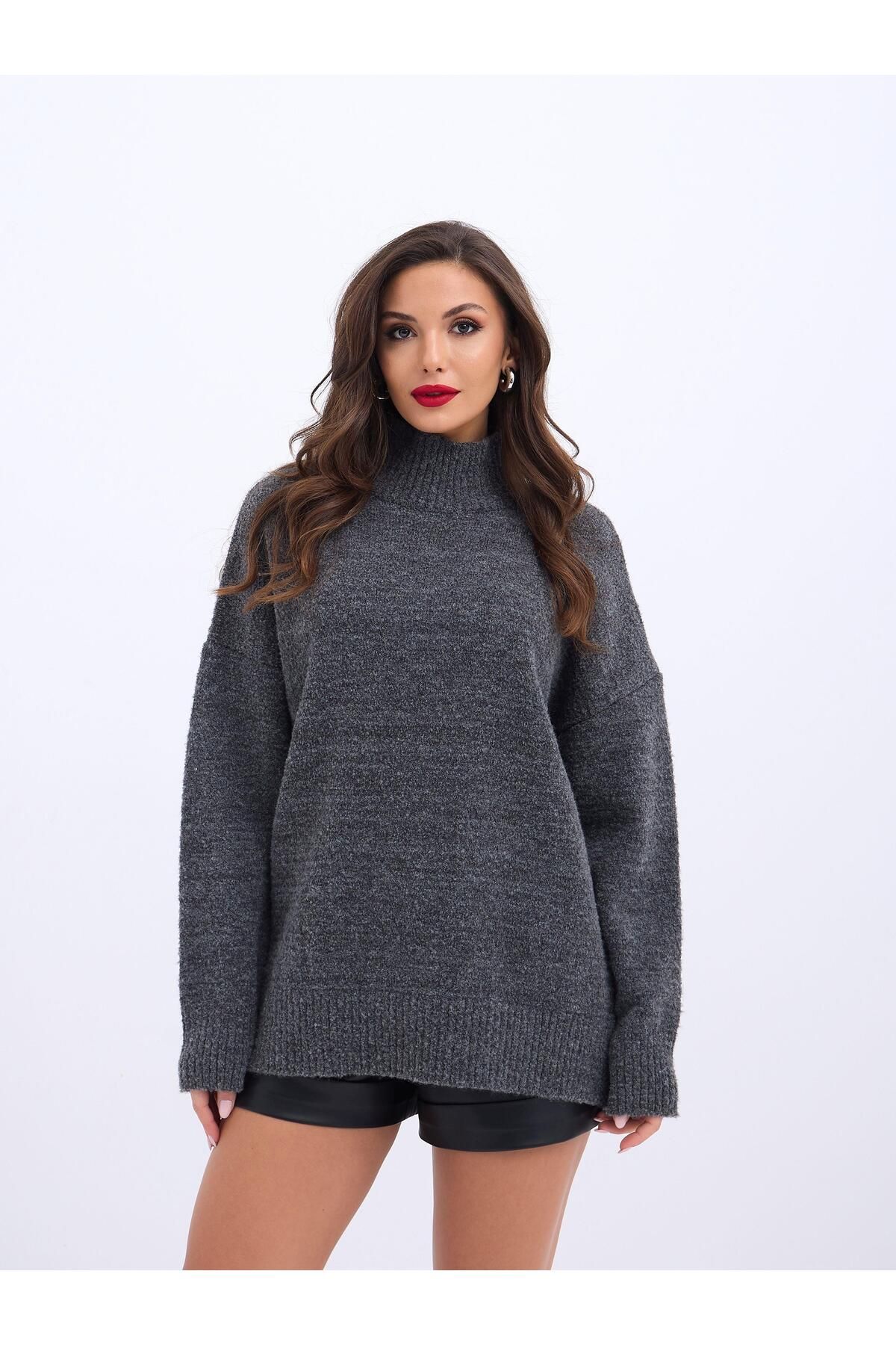 ARUZ MODA 43141 TRİKO YARIM BALIKÇI SALAŞ KAZAK-ANTRASİT