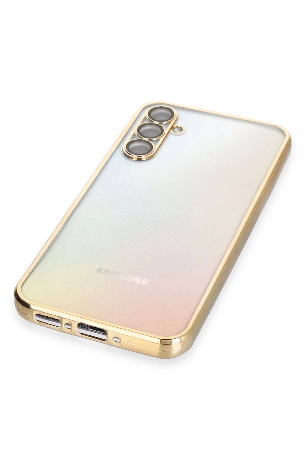 NewFace Samsung Galaxy A54 5G Kılıf Lensli Silikon - Gold BSTMY