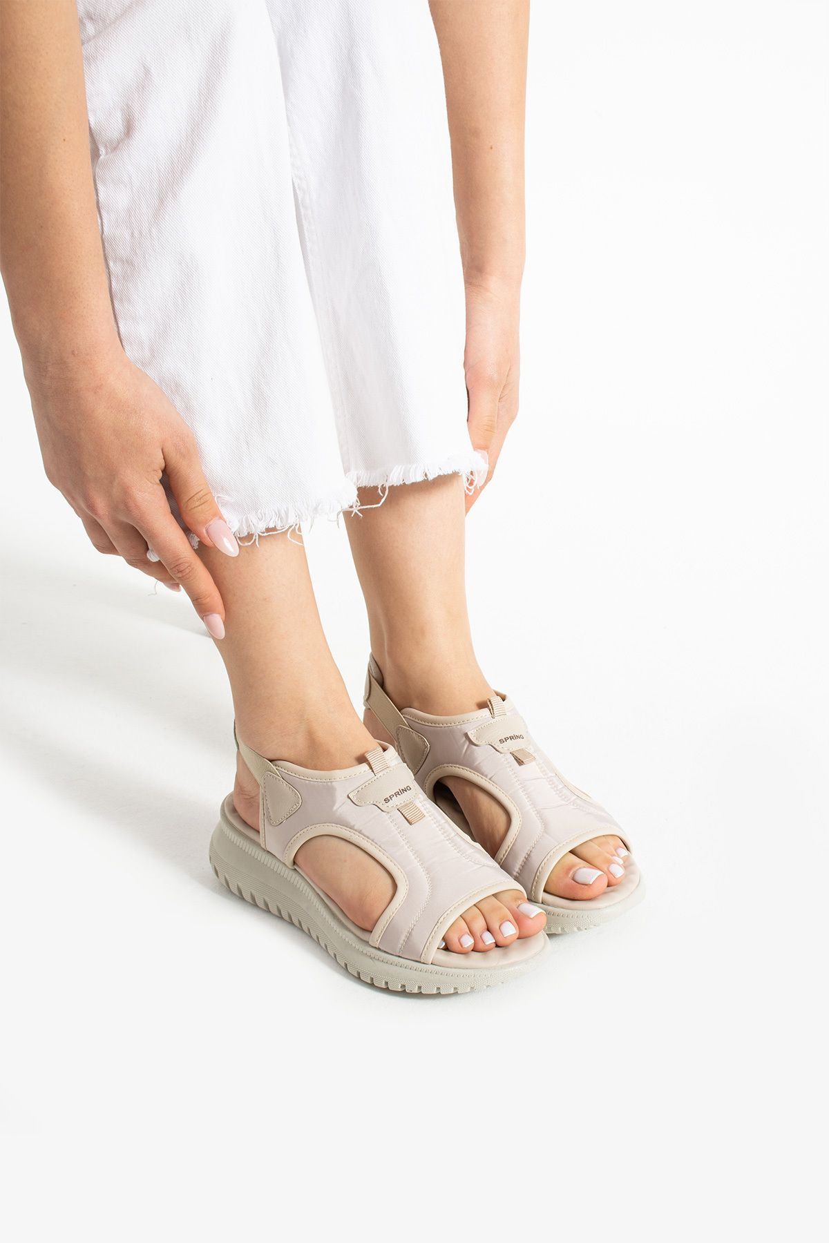 Getcho Solear Kadın Paraşüt Kumaş Ten Sandalet