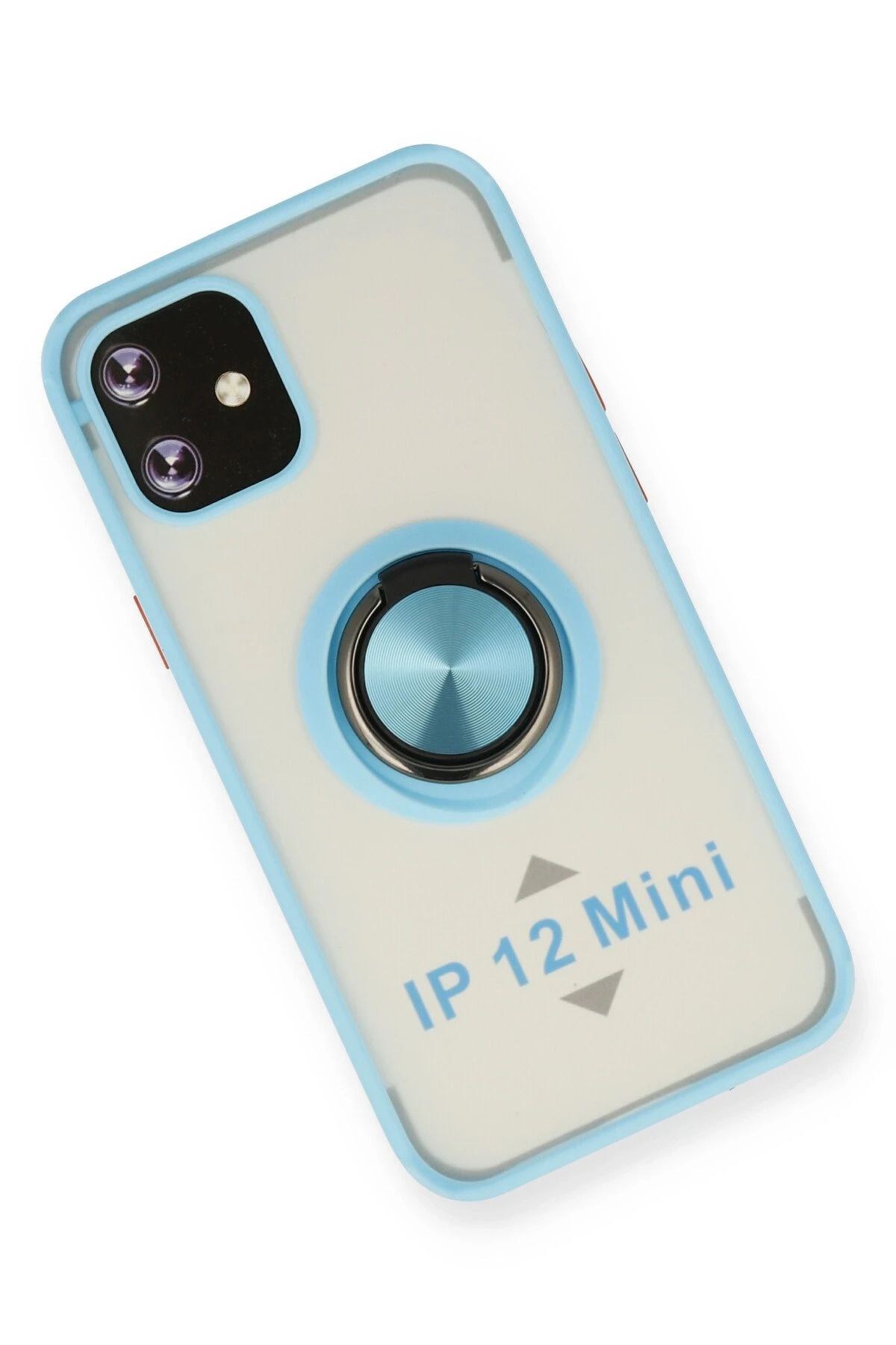 NewFace iPhone 12 Mini Kılıf Montreal Yüzüklü Silikon Kapak - Buz Mavi SVLRS
