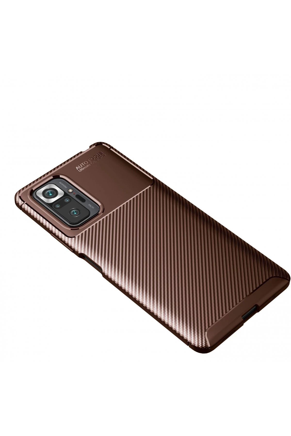 NewFace Xiaomi Redmi Note 10 Pro Kılıf Auto Focus Karbon Kapak - Kahverengi BSTMY