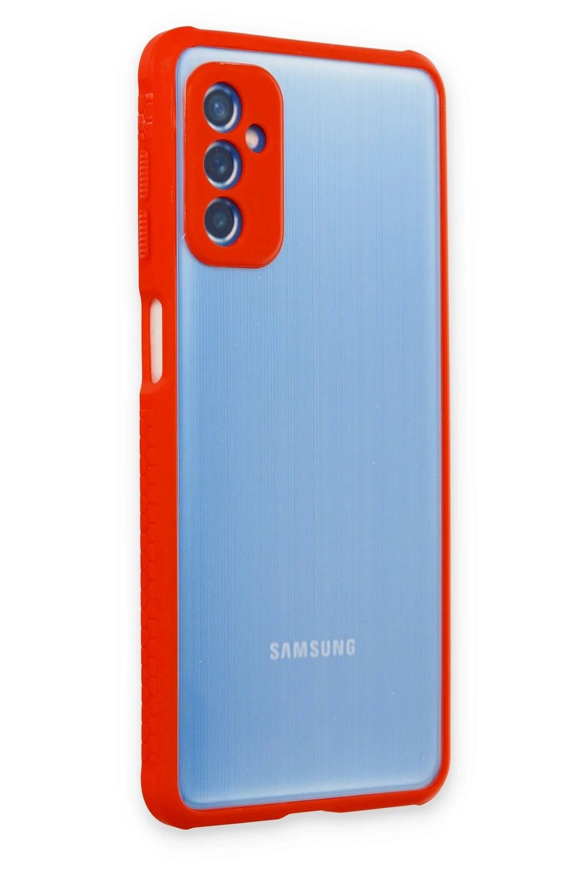 NewFace Samsung Galaxy M52 5G Kılıf Miami Şeffaf Silikon - Kırmızı WLZOR