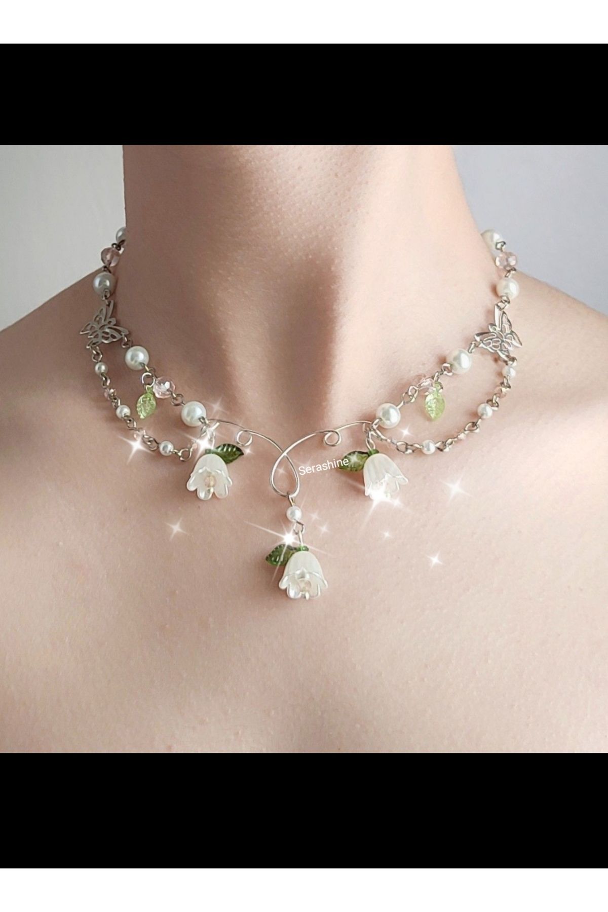 Serashine Tulip necklace&lale figürlü tasarım kolye