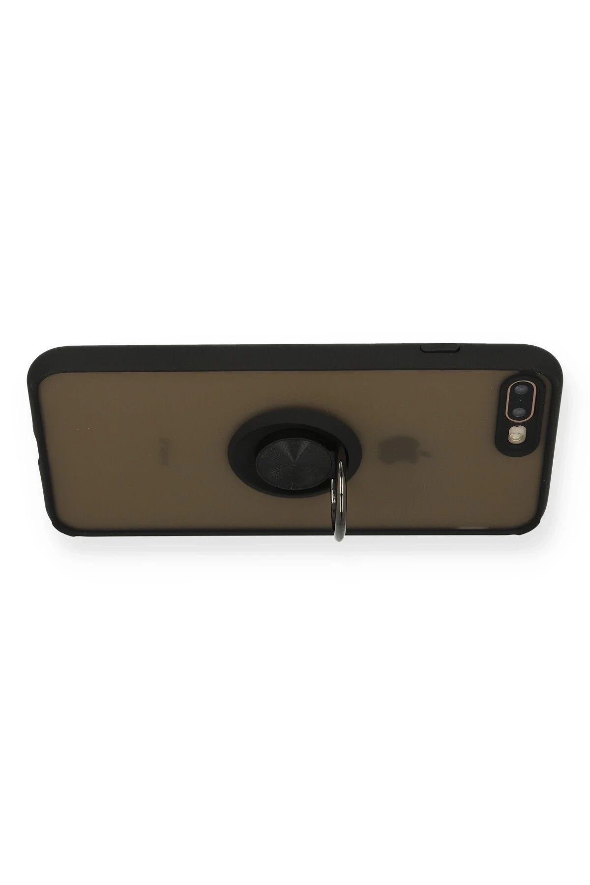 NewFace iPhone 7 Plus Kılıf Montreal Yüzüklü Silikon Kapak - Siyah NRMSA