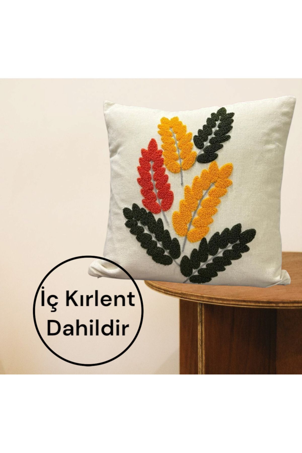DENBU TEKSTİL RENKLİ BAŞAK DESENLİ PUNCH KIRLENT 1 ADET İÇ DOLGU DAHİL
