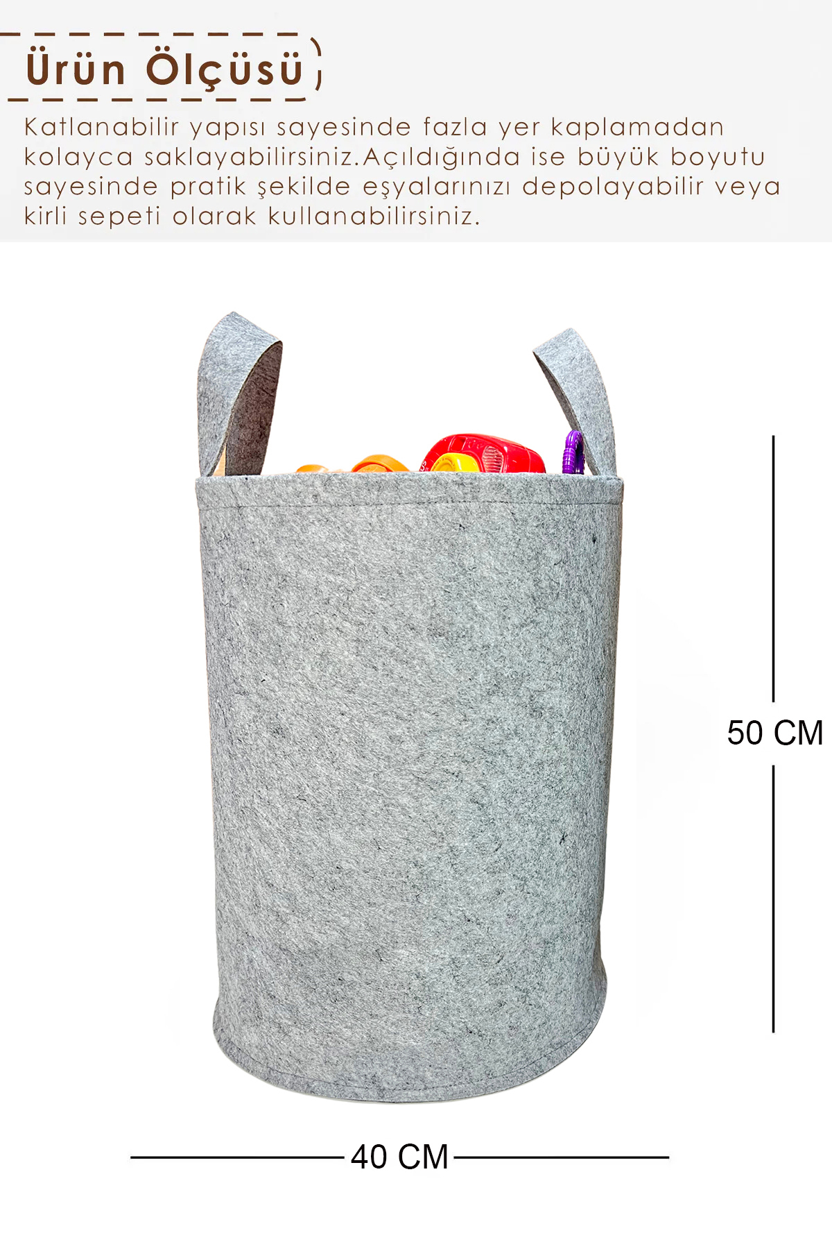 Trend Sizde Unisex Bebek Çocuk Odası Düzenleyici Saklama Kutusu Oyuncak Kirli Sepeti 50x40 Cm fotoğrafı 3 (önizleme)
