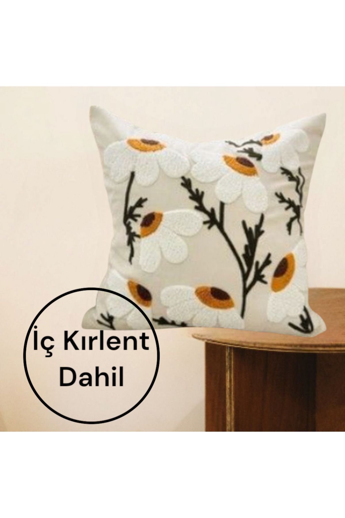 DENBU TEKSTİL LÜKS PAPATYA DESENLİ PUNCH KIRLENT 1 ADET İÇ DOLGU DAHİL