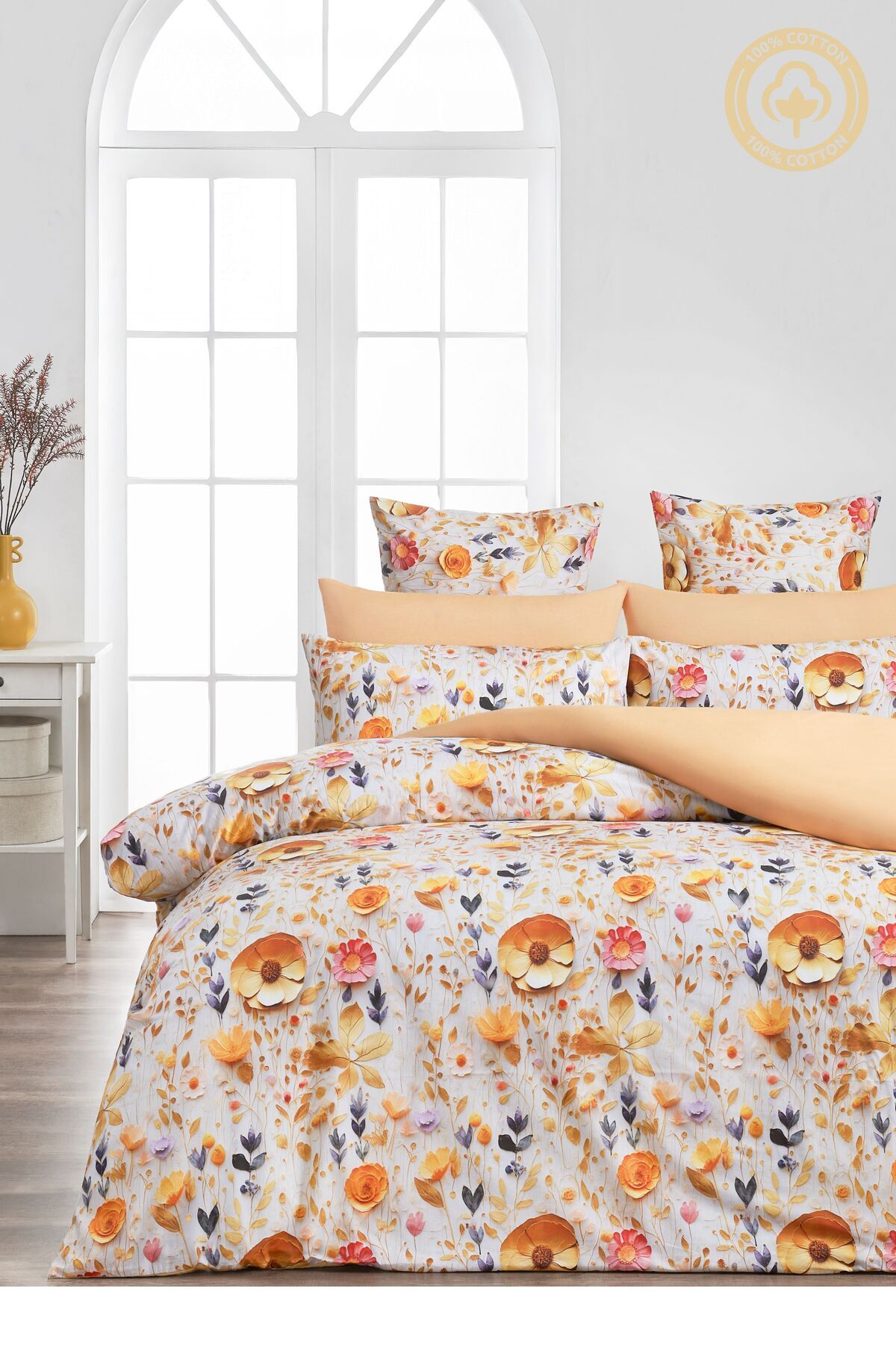 Sheri Home Tekstil YENİ Lastikli Çarşaflı Çift Kişilik Nevresim Takımı 3D BASKI KUMAŞ | MAVİflowers88