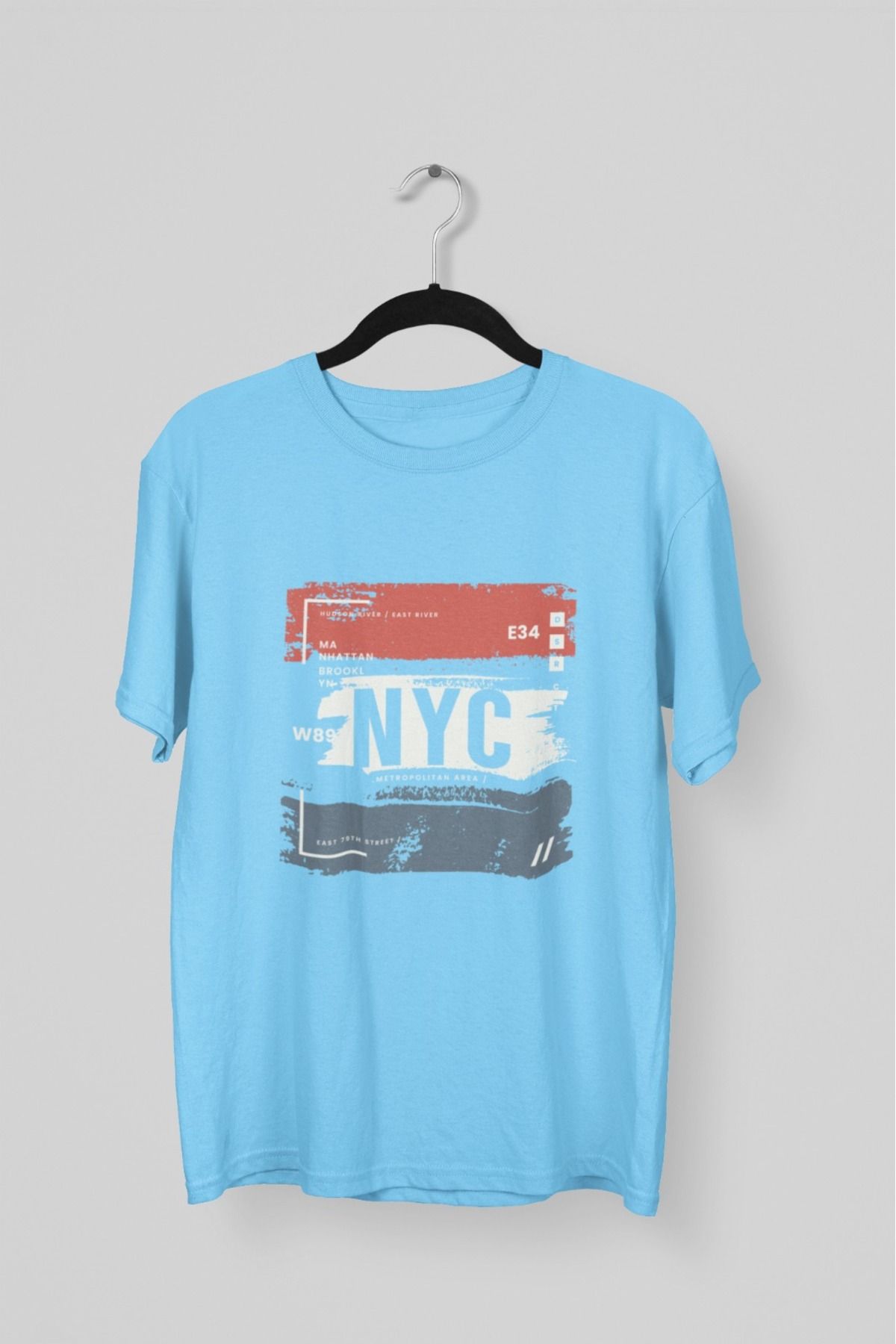 Butik ERKEK/KADIN -NYC- TRANSFER BASKILI YUVARLAK YAKA KISA KOL TİŞÖRT