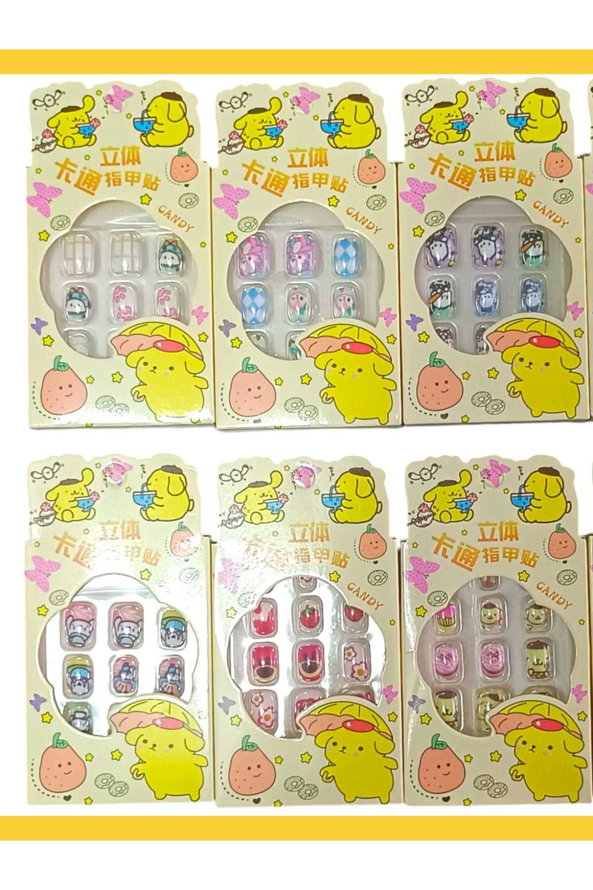 Eva Rose 6 Paket Kendinden Yapışkanlı takma Tırnak Çocuk takma Tırnak Kız çocuk Tırnak Çocuk Takma Tırnağı