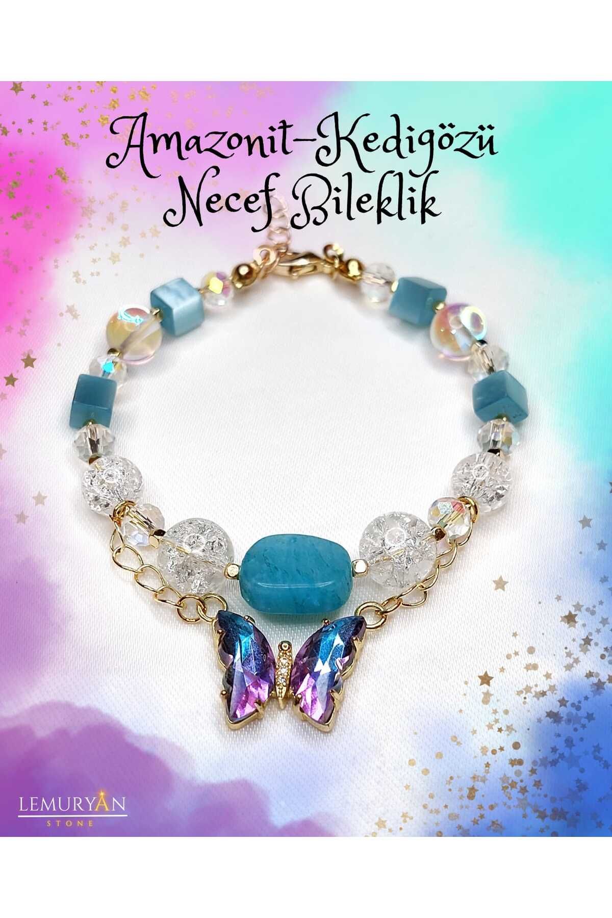 Herkimer Doğal Taş Orijinal Doğaltaş Amazonit - Necef - Kedigözü Helozon Bileklik