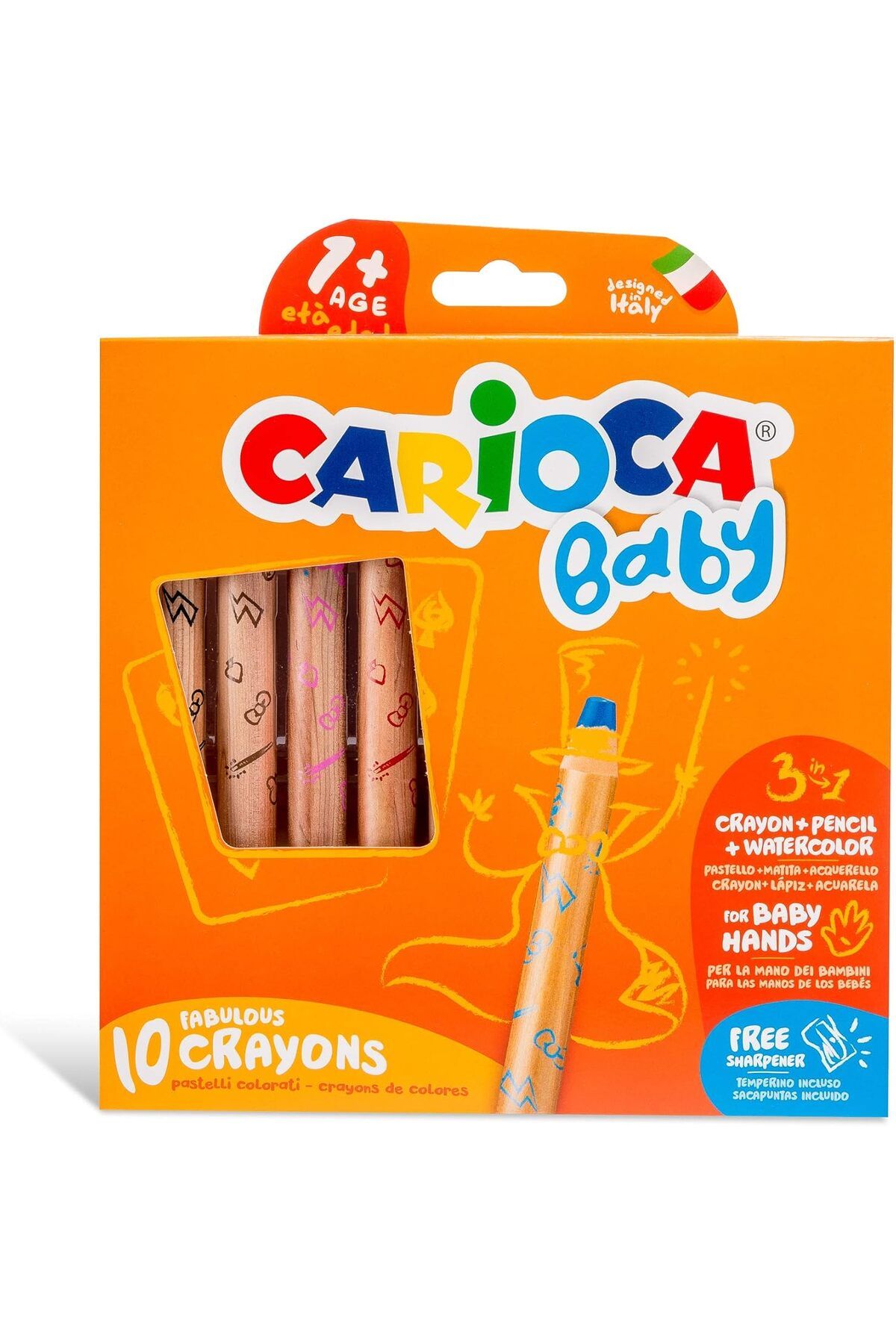 STOREMAX daliashops 3 In 1 Jumbo Bebek Ahşap Gövdeli Boya Kalemi, 10'Lu Star Collection 542167