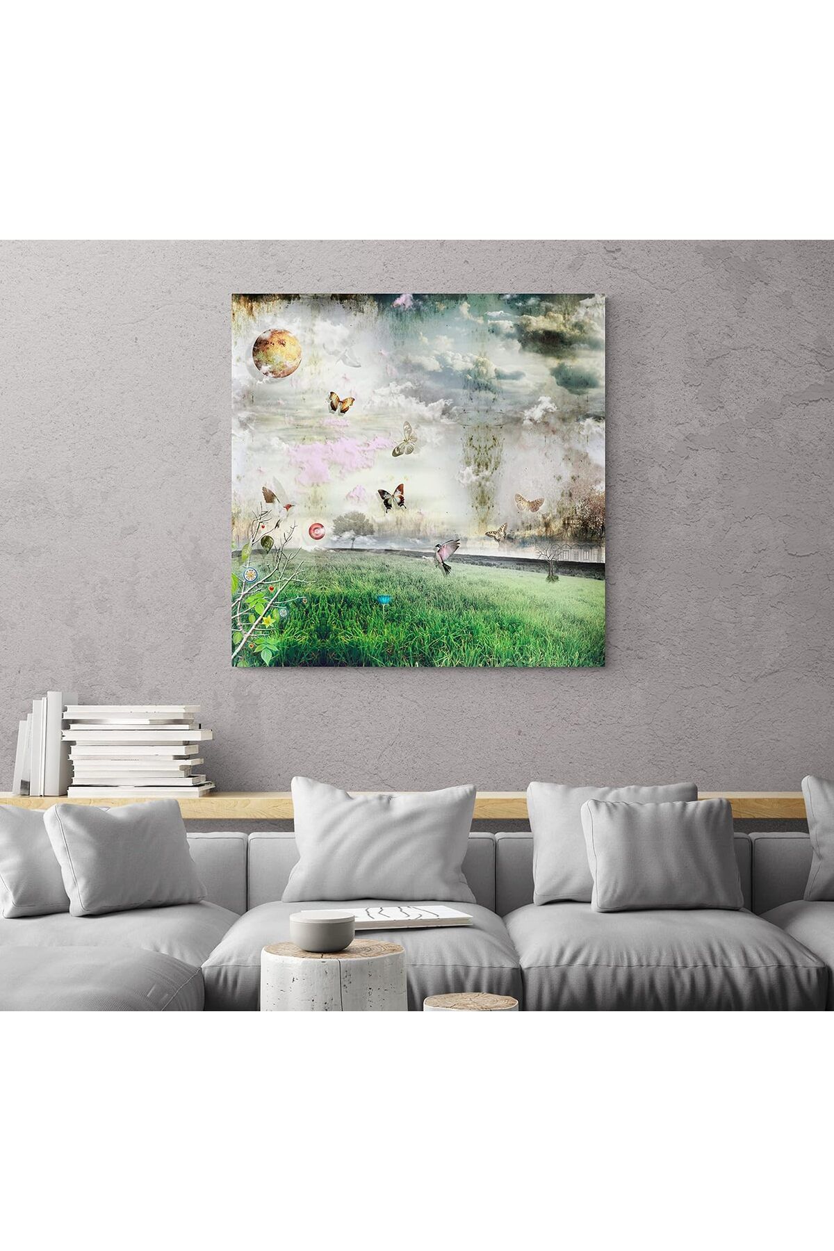 KDROĞLU KDROGLU Tablo B10259 Kelebekler Kanvas Tablo, 40x40 cm New Desing 1109836