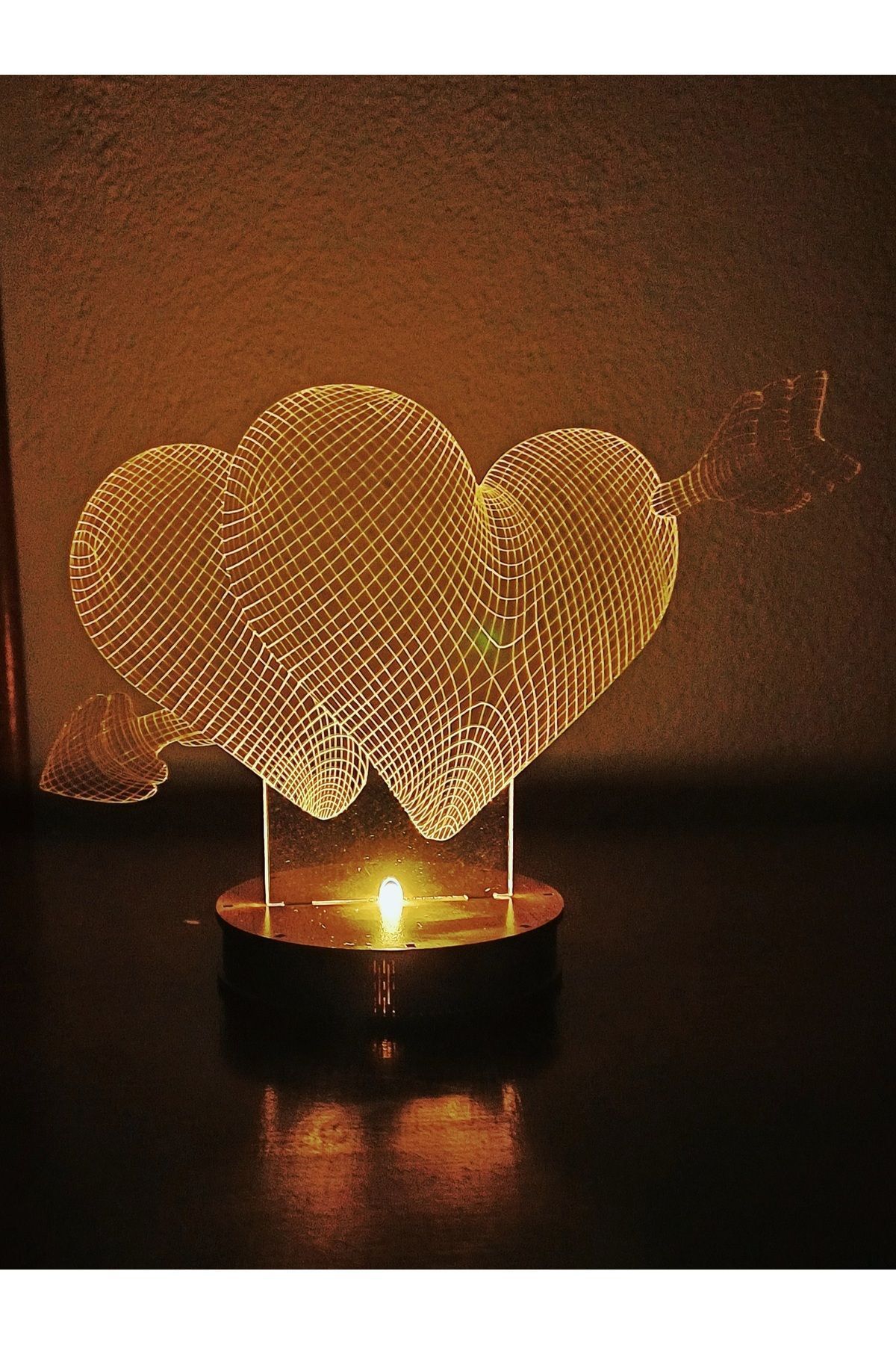 Misspergamon sevgililer günü oklu kalpler 3d led akrilic gece lambası