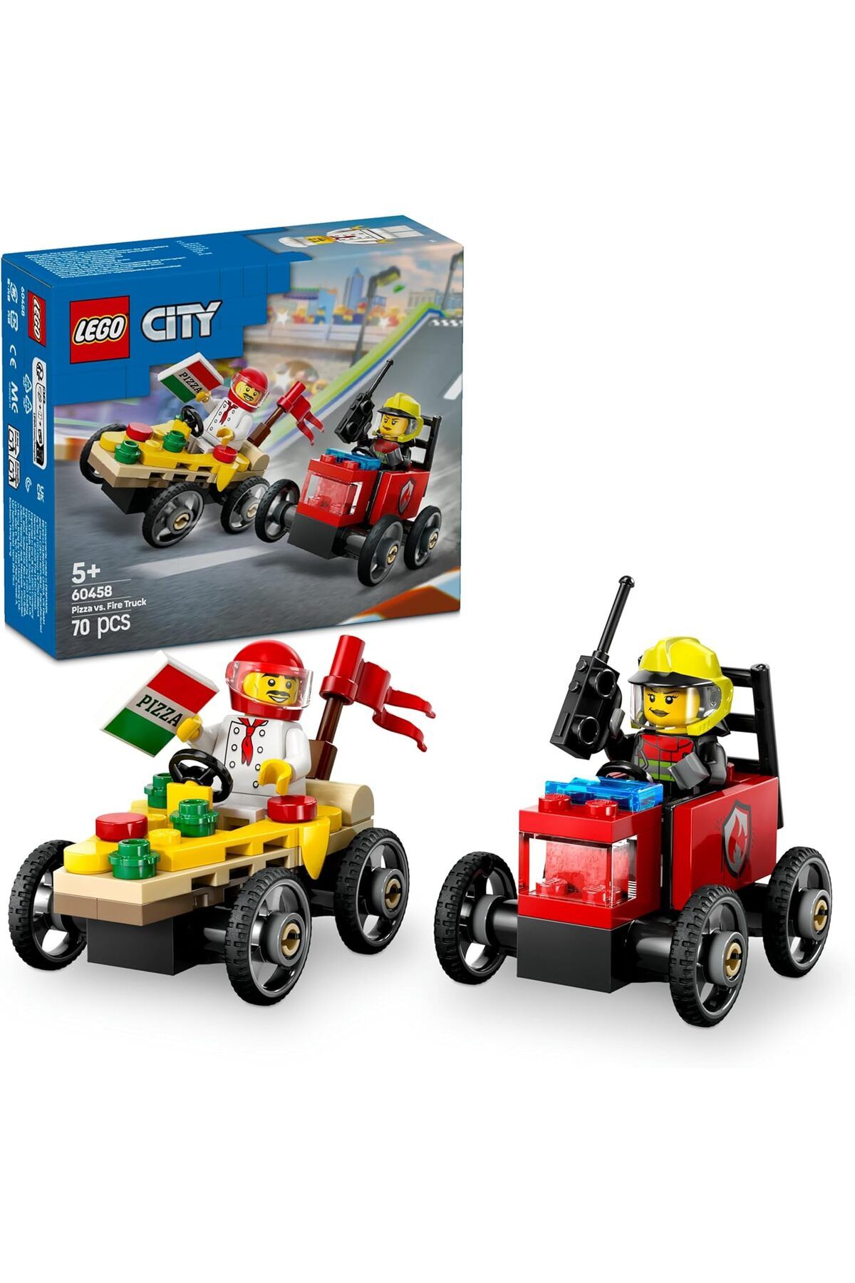 STOREMAX jvnnastore City Pizza Arabası İtfaiye Kamyonuna Karşı Yarış Arabası Paketi 60458-5 Yaş ve Ü