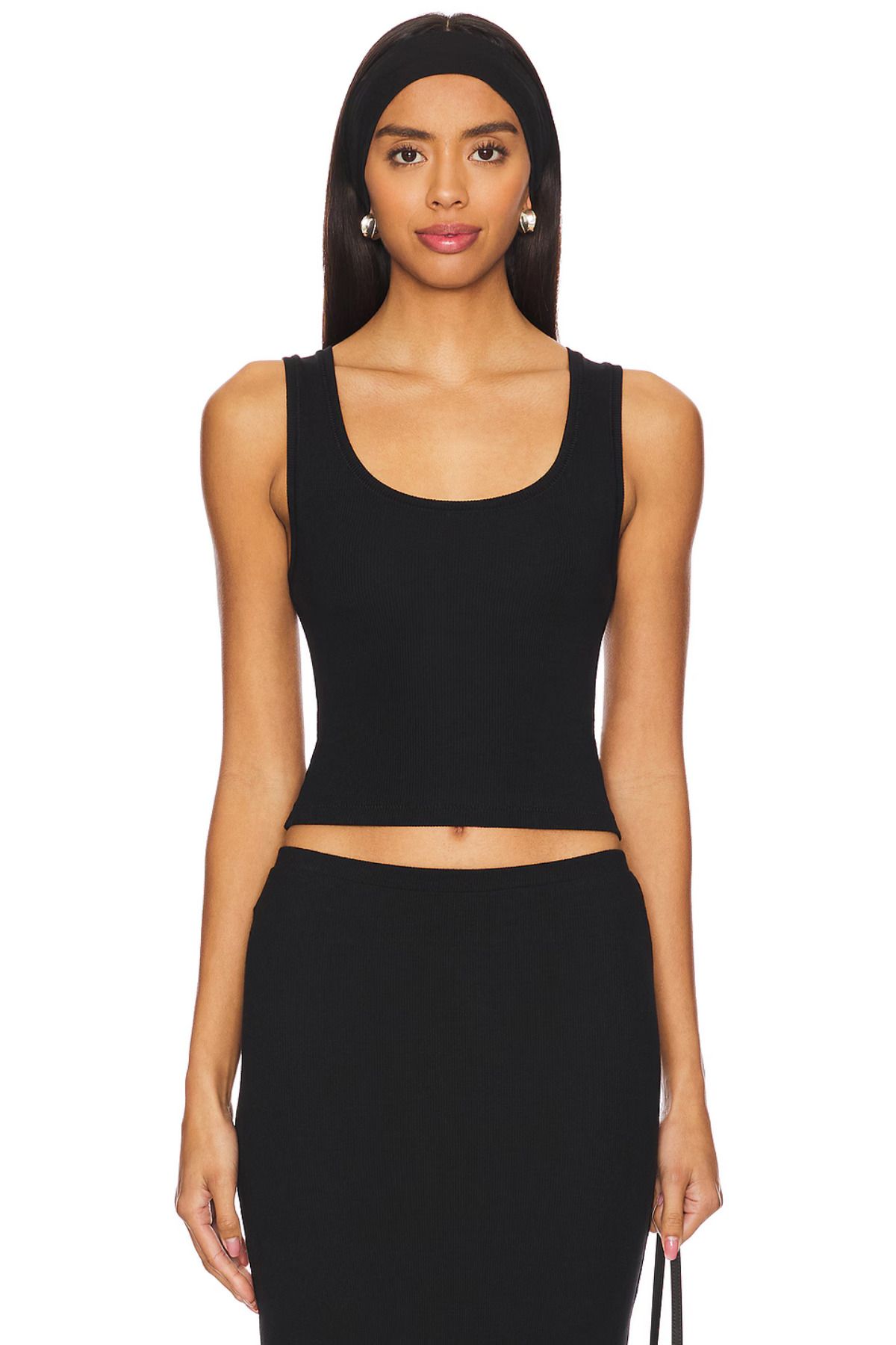 zaccana z Kadın U Yaka Sıfır Kollu Çift Kat Sandy Crop Top