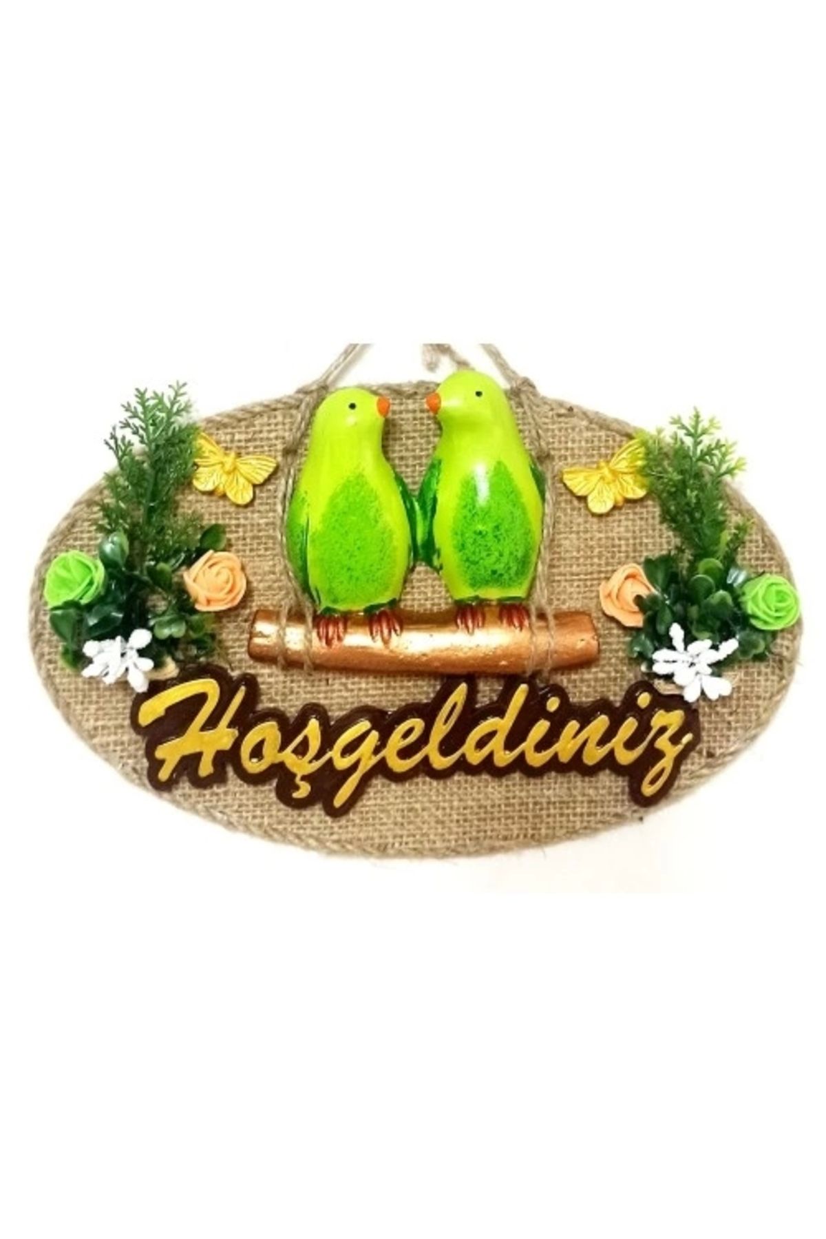HayMed Yeşil Kuşlu Hoşgeldiniz Yazılı Kapı Süsü