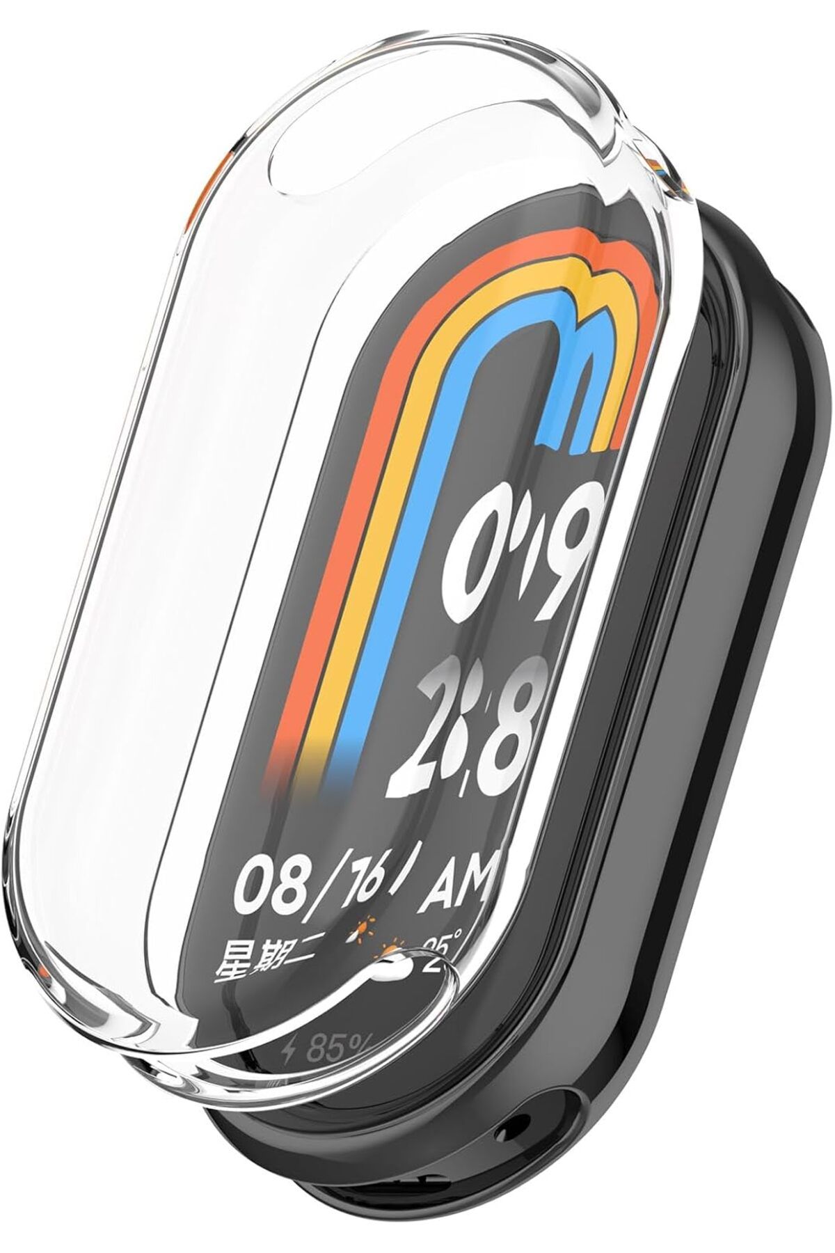KDROĞLU KDROGLU Xiaomi Mi Band 8 ile uyumlu Silikon Kasa Ekran Koruyucu 360 Şeffaf Tam Kapatan Çerceve PC