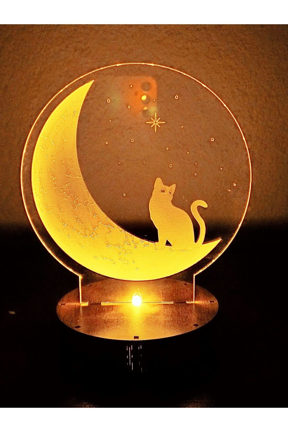 Misspergamon Catmoon 3d akrilik gece lambası
