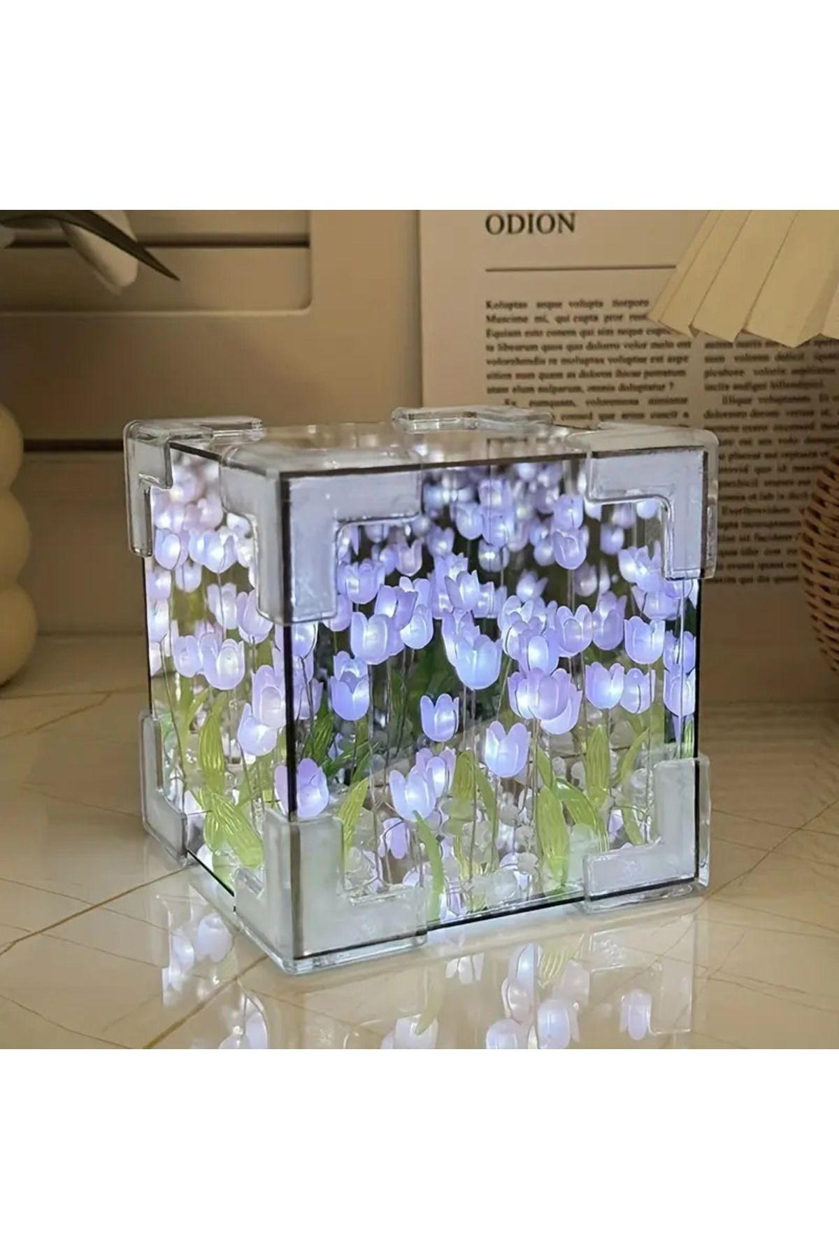 gökstore Demonte Sonsuz Mor Lale Gece Masa Lambası DIY Kendin Yap Sevgili Hediye Etkinlik El Yapımı Led