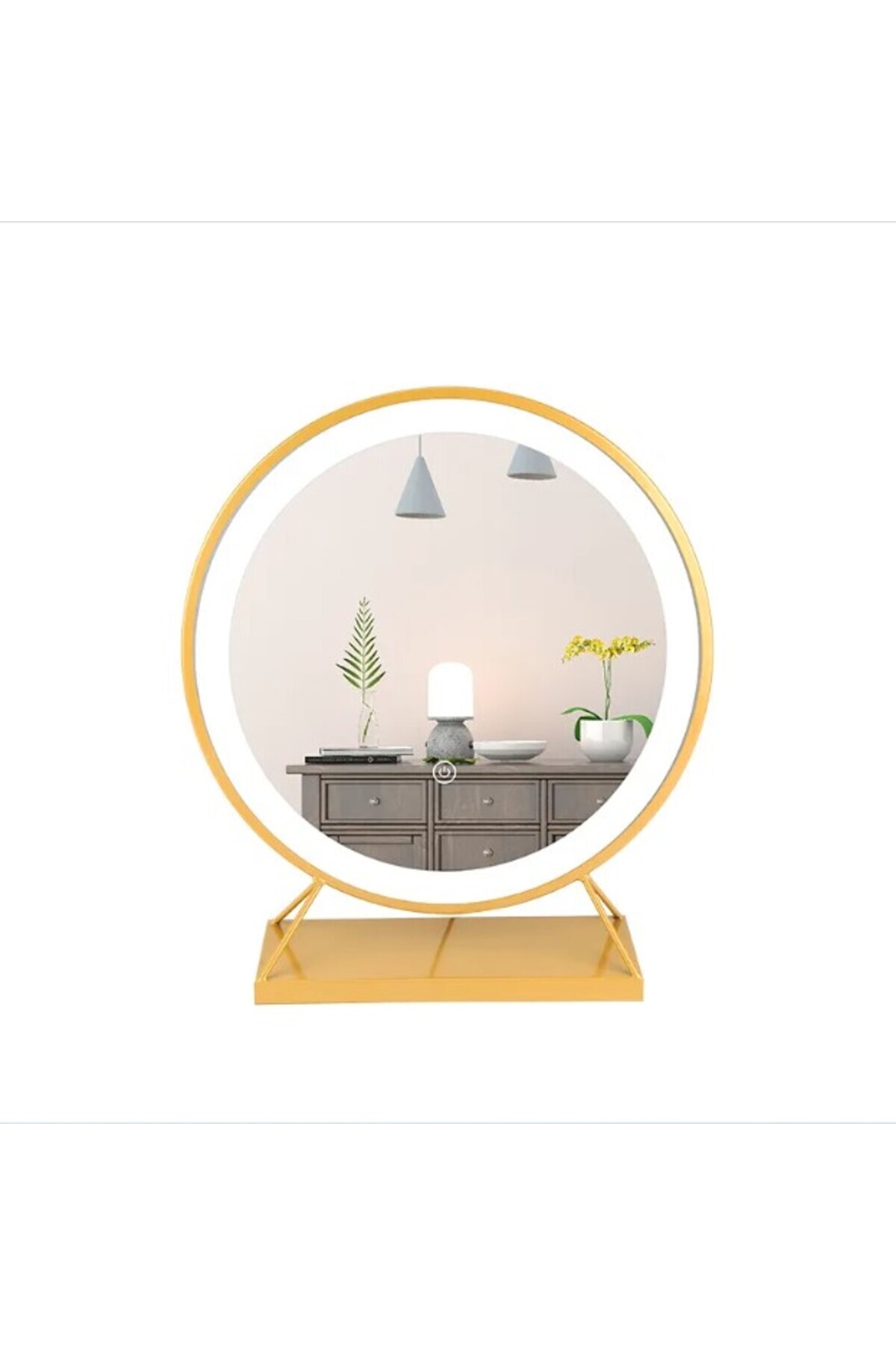 OEM-Makeup mirror with stand, Mindblower, Golden Glam LED, round, gold, 50x70 cm 5