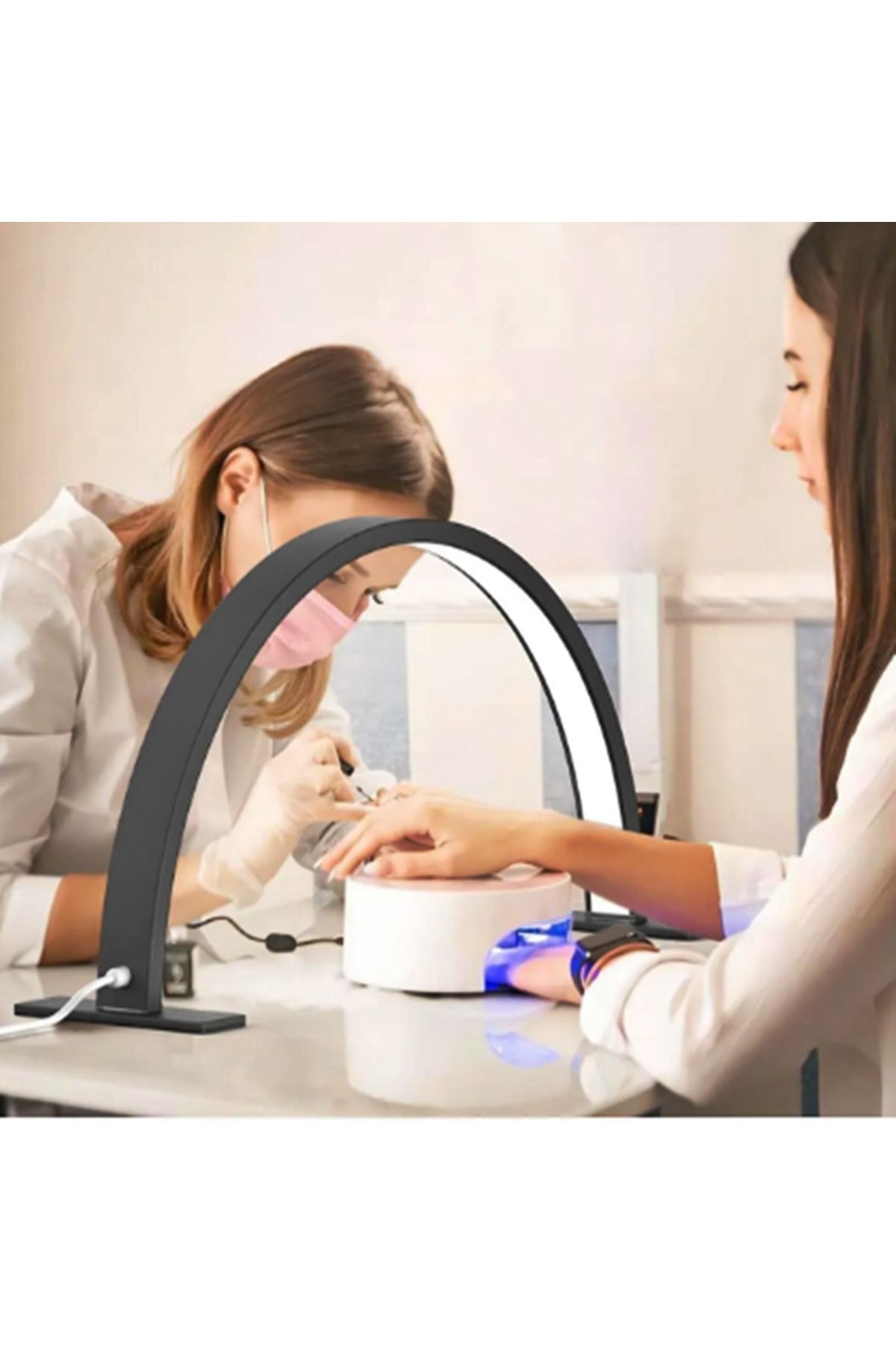 Arzu Güzel Cosmetics Masa Üstü Yarım Ay Ring Light Stand Güzellik Sorlunu Led Işık Tırnak-kirpik-manikür Işık