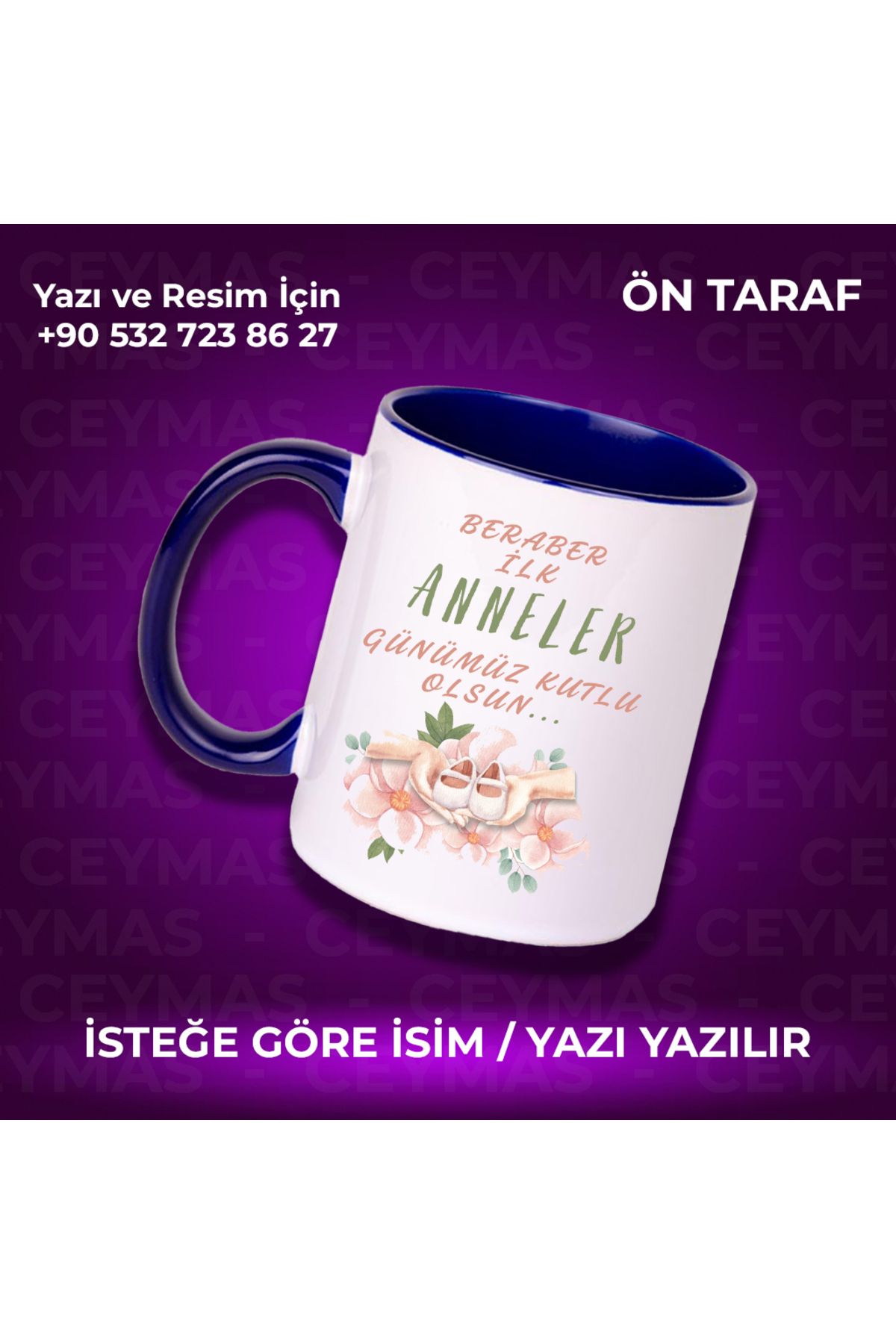 Ceymas Hediyelik Kişiye Özel İsimli İlk Anneler Günün Kutlu Olsun Kupa Bardak
